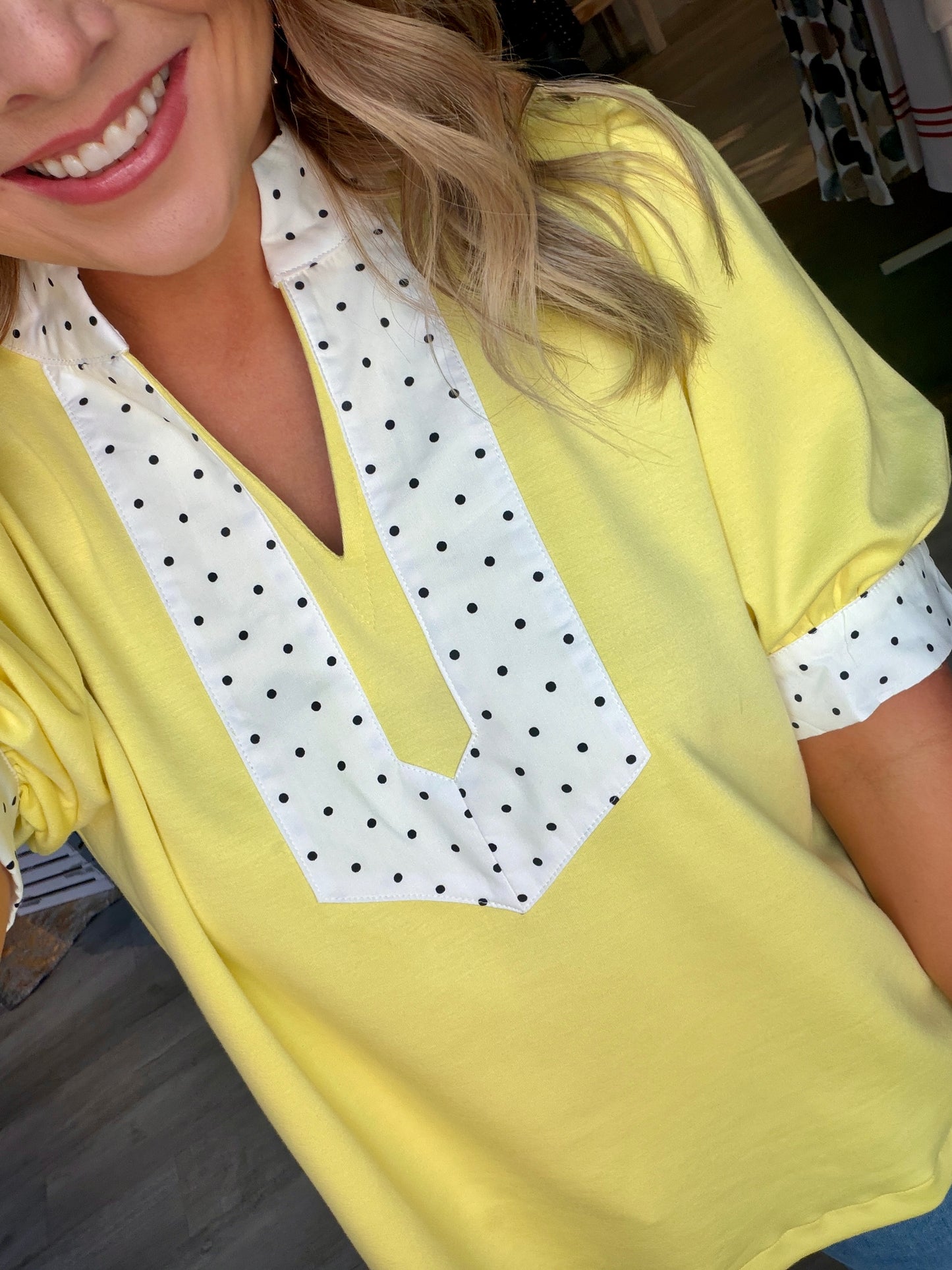 Yellow Polka Dot Top