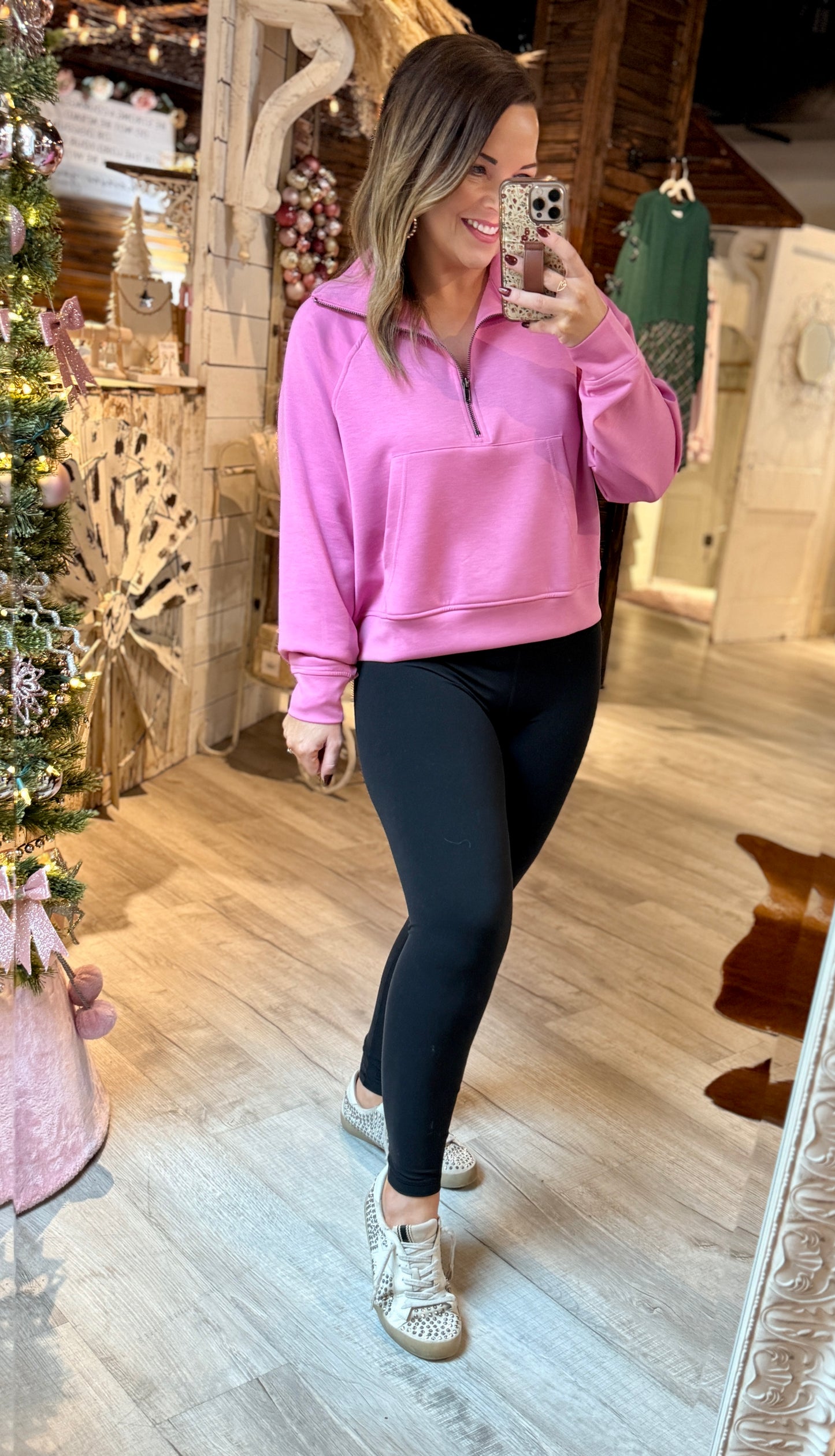 Zenana Candy Pink Zip Pullover