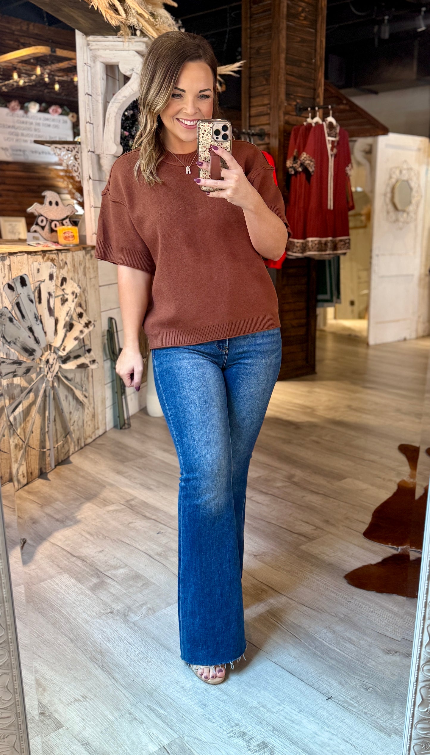 Caramel Short Sleeved Sweater