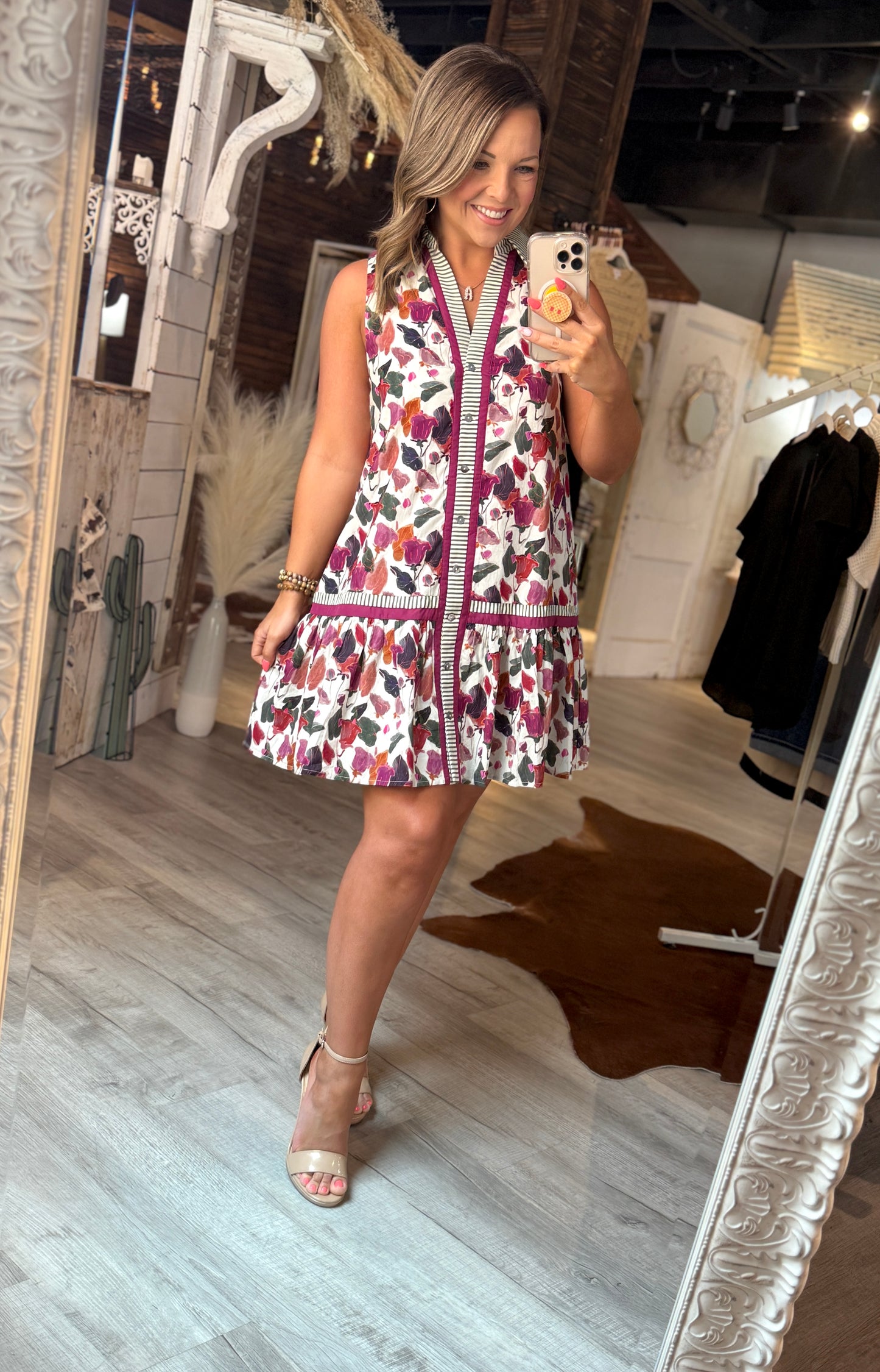 Plum Green Collared Dress