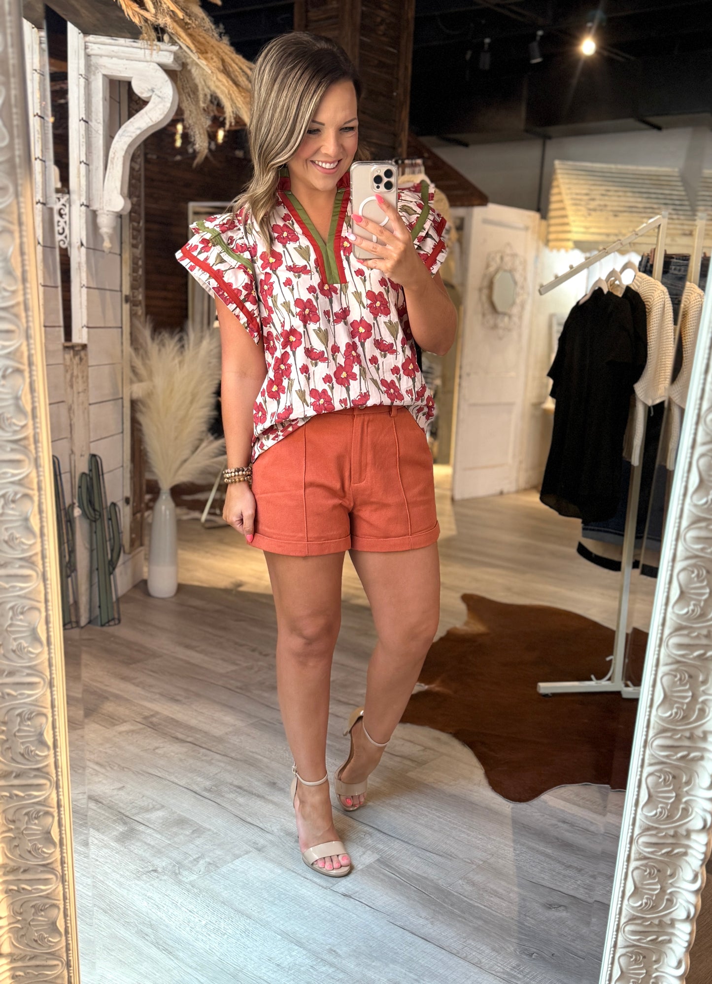 Rust Denim Shorts