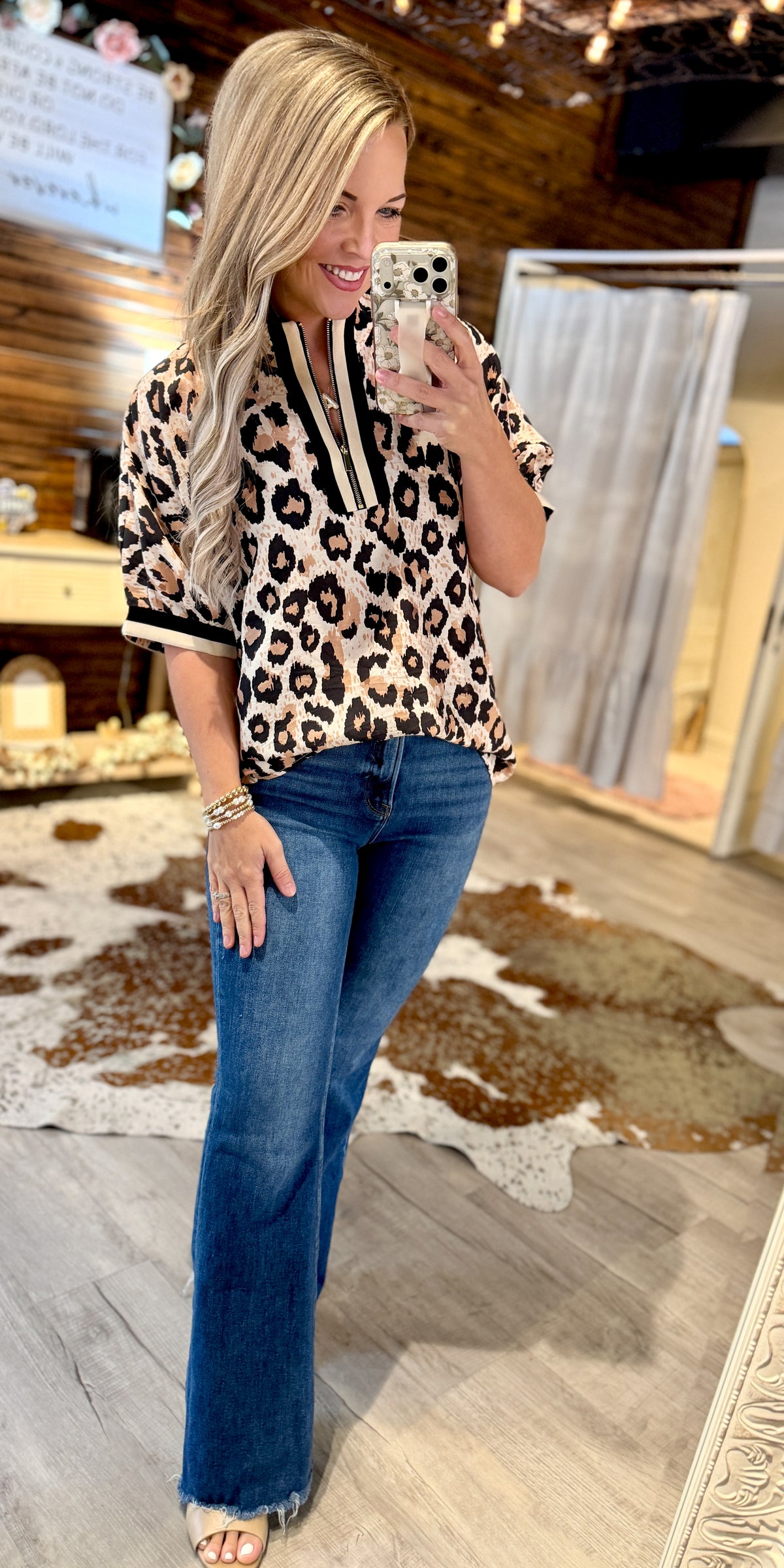 Black Leopard Dressy Top