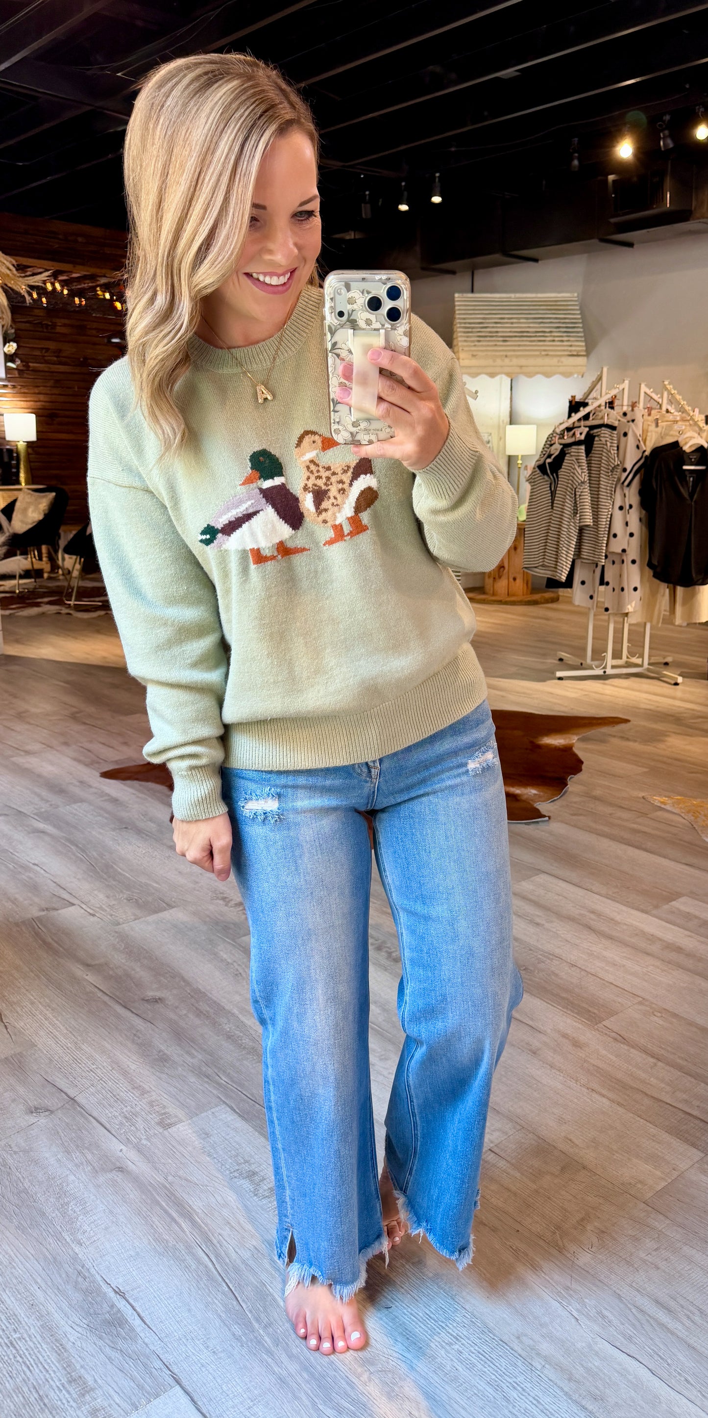 Dusty Green “Mallard Duck” Sweater