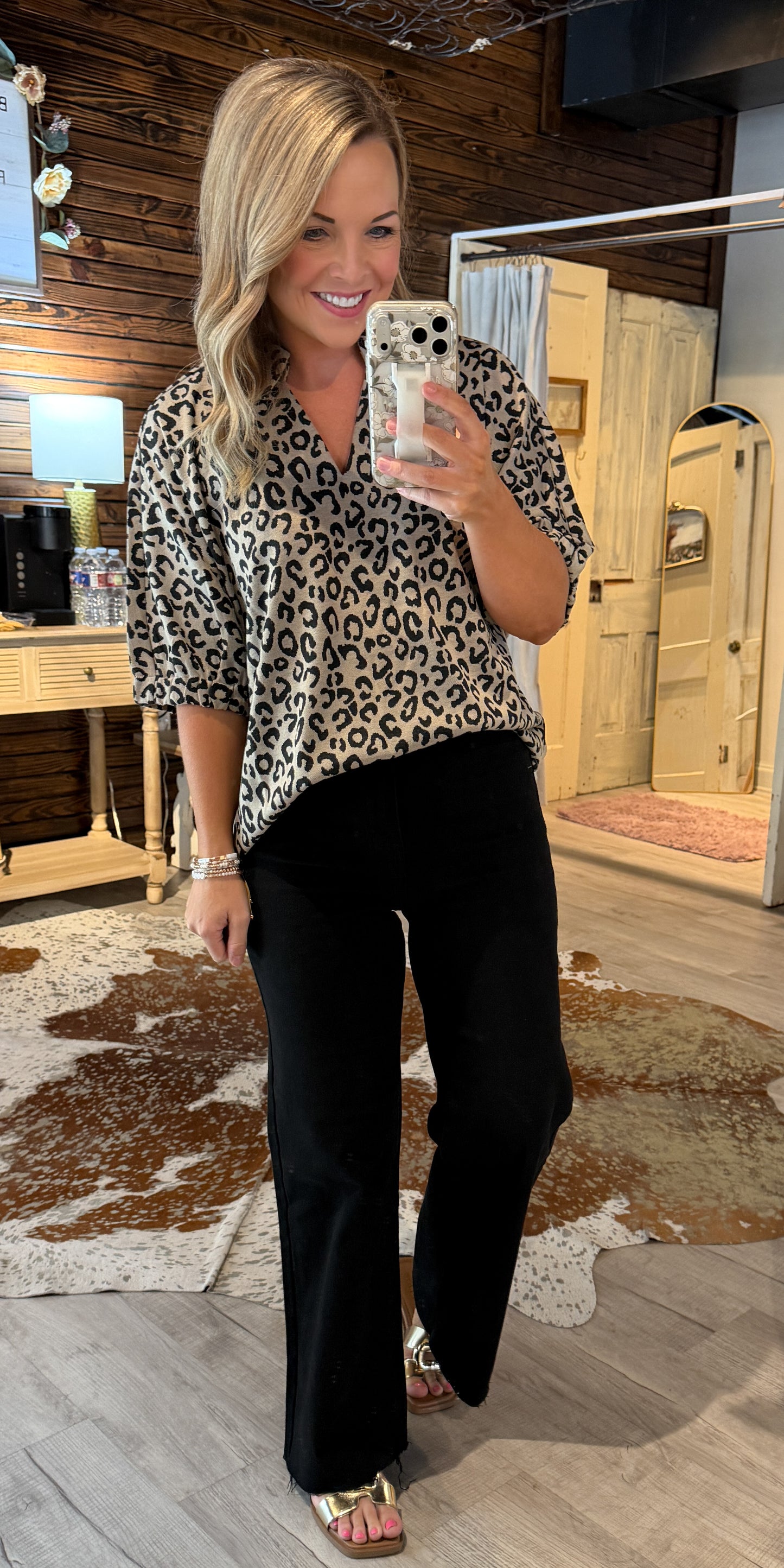 Oatmeal Leopard Top