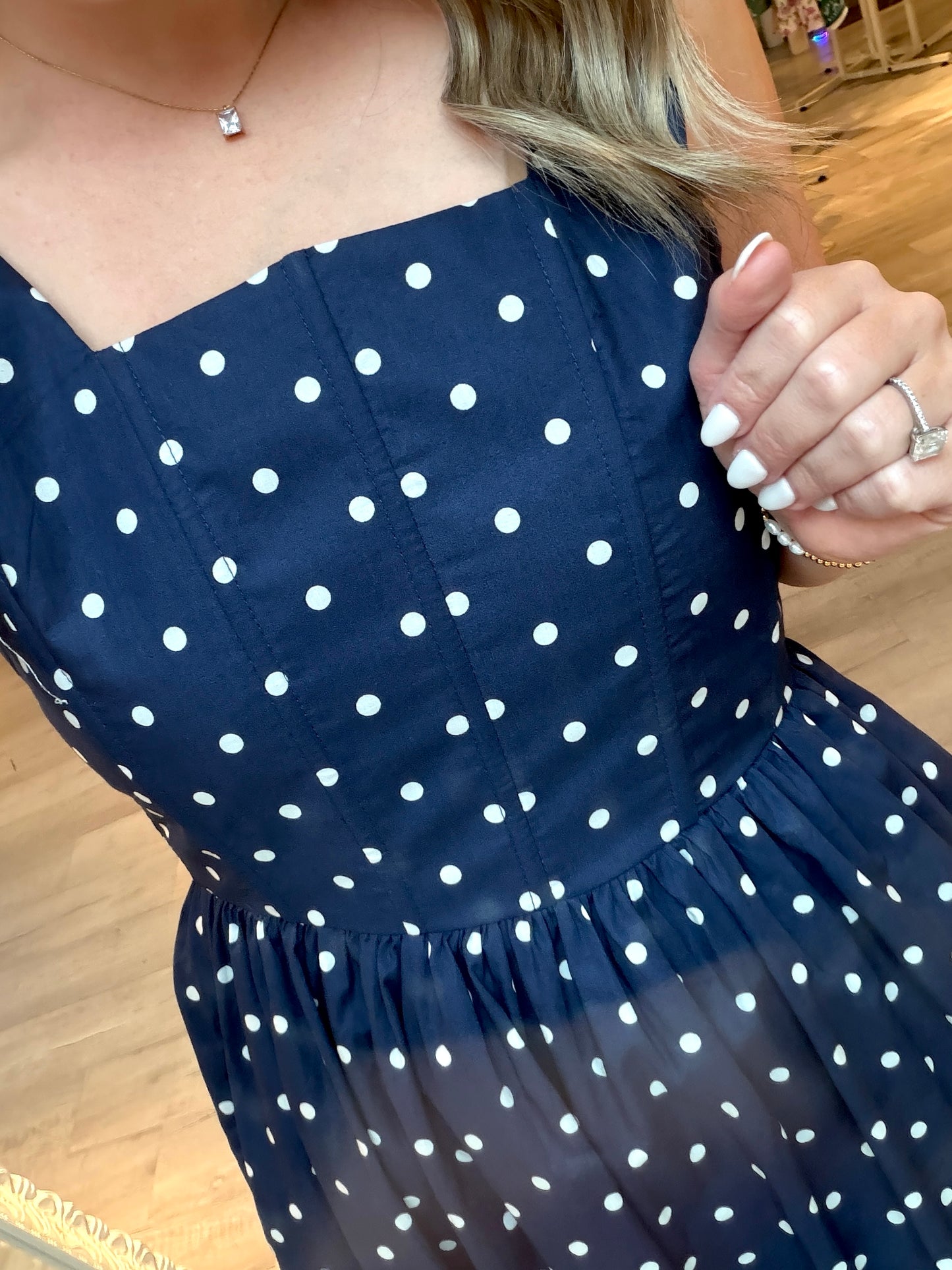 Navy Polka Dot Dress