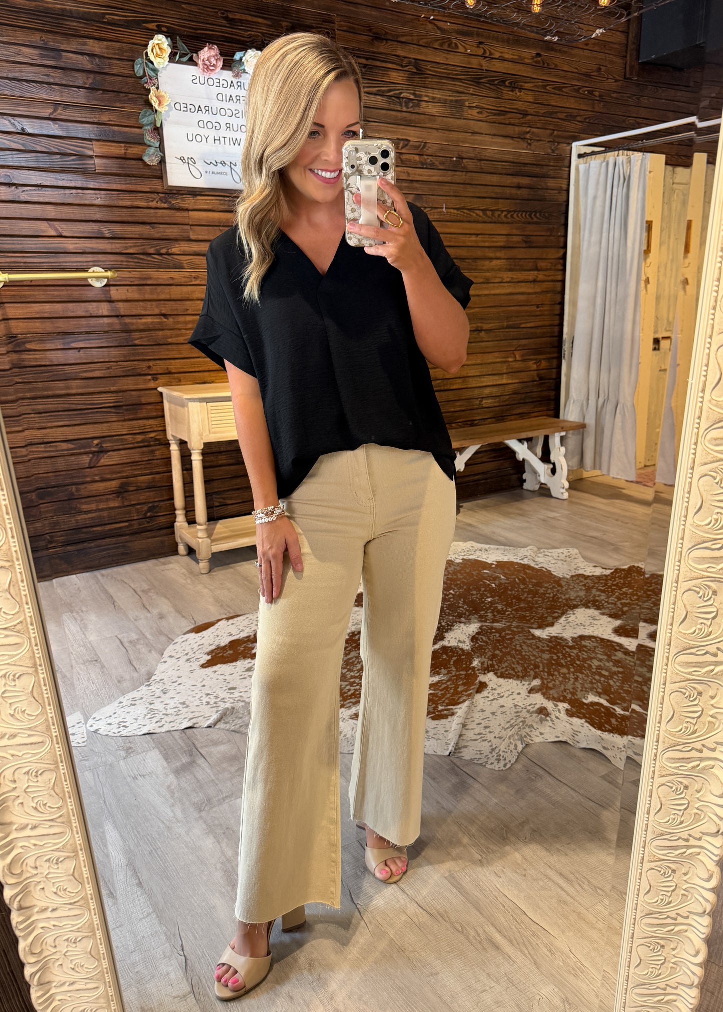 Black V-neck Dressy Top