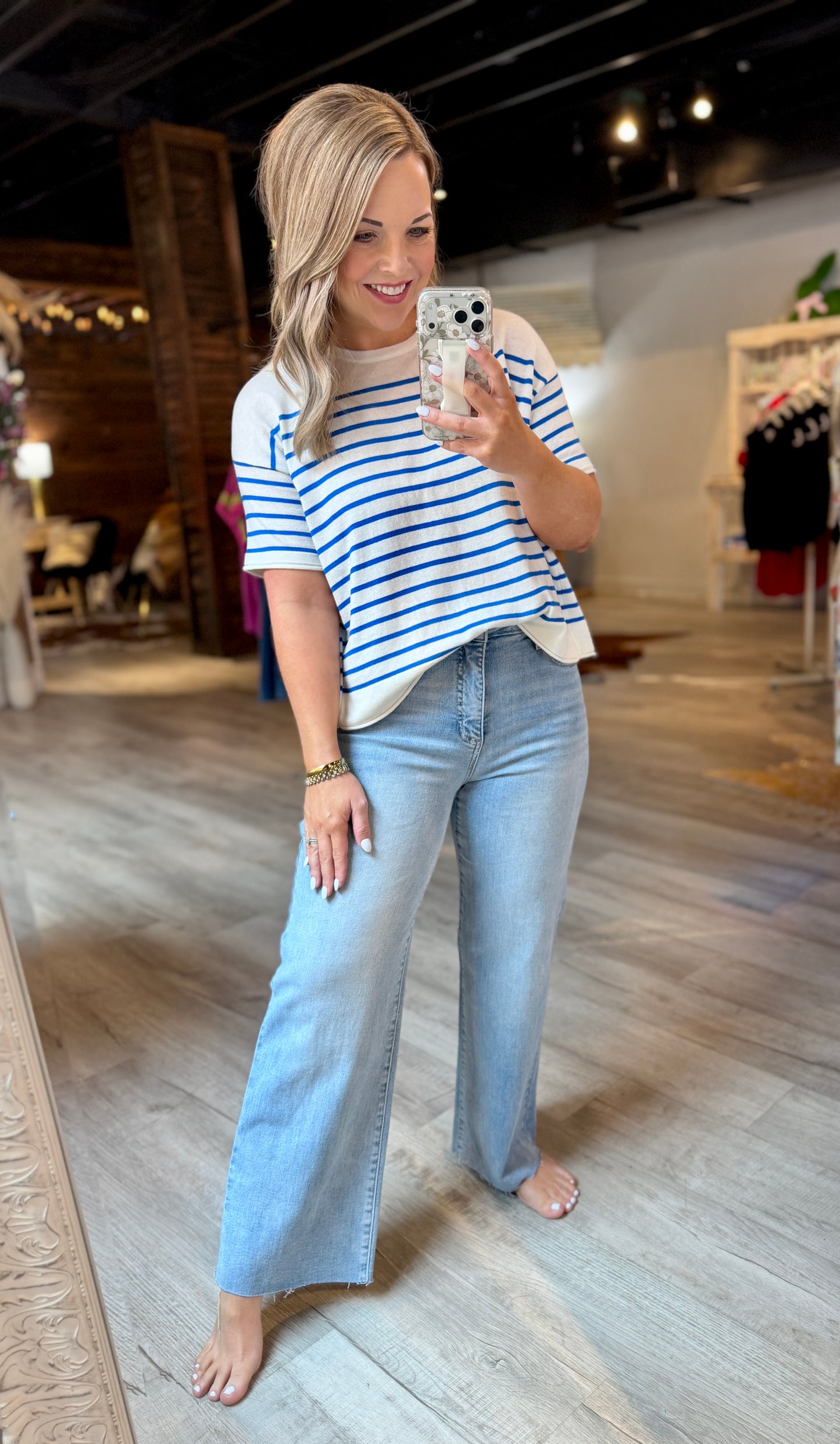 Blue/White Striped Top