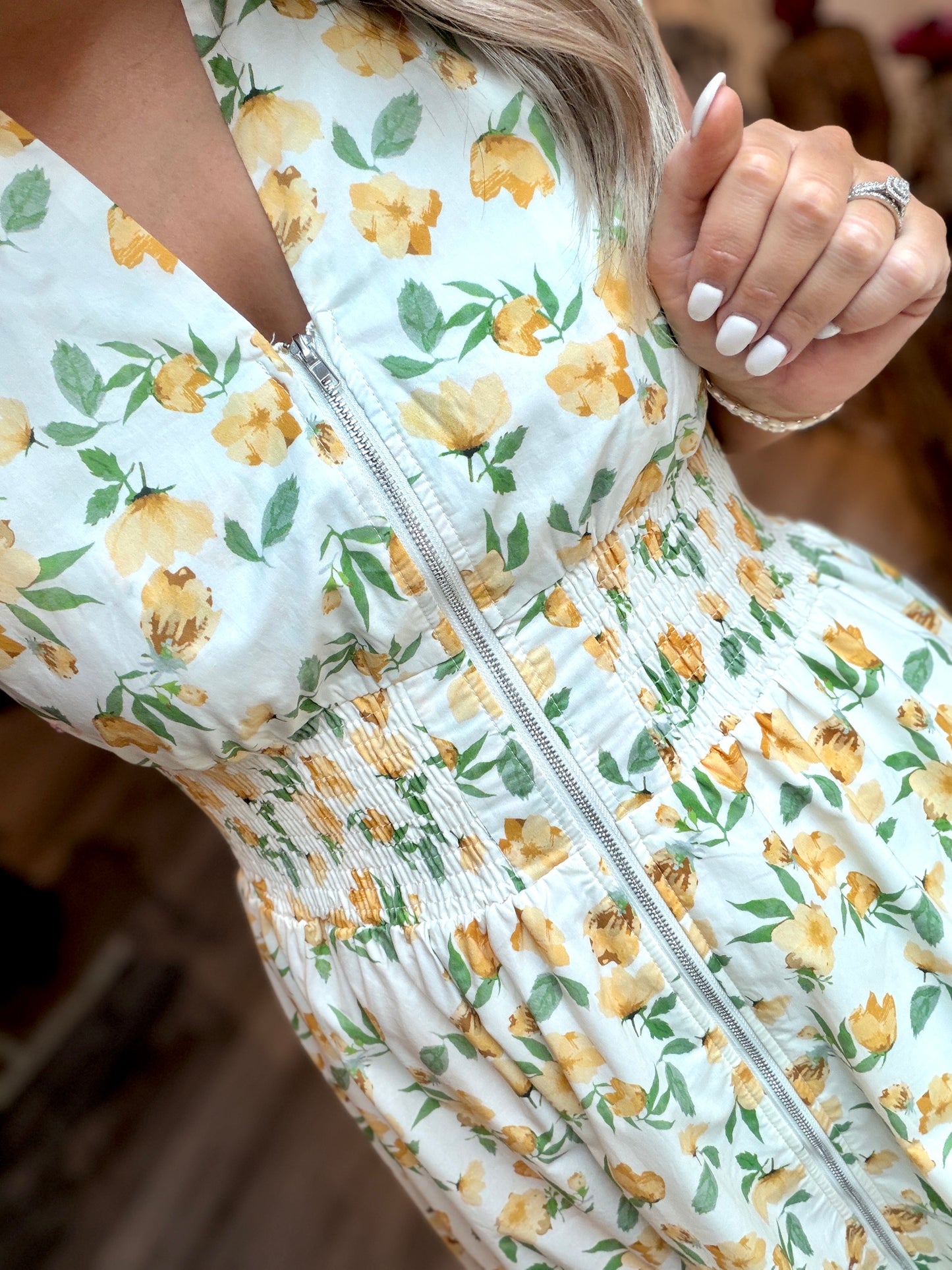 Yellow Floral Midi Dress