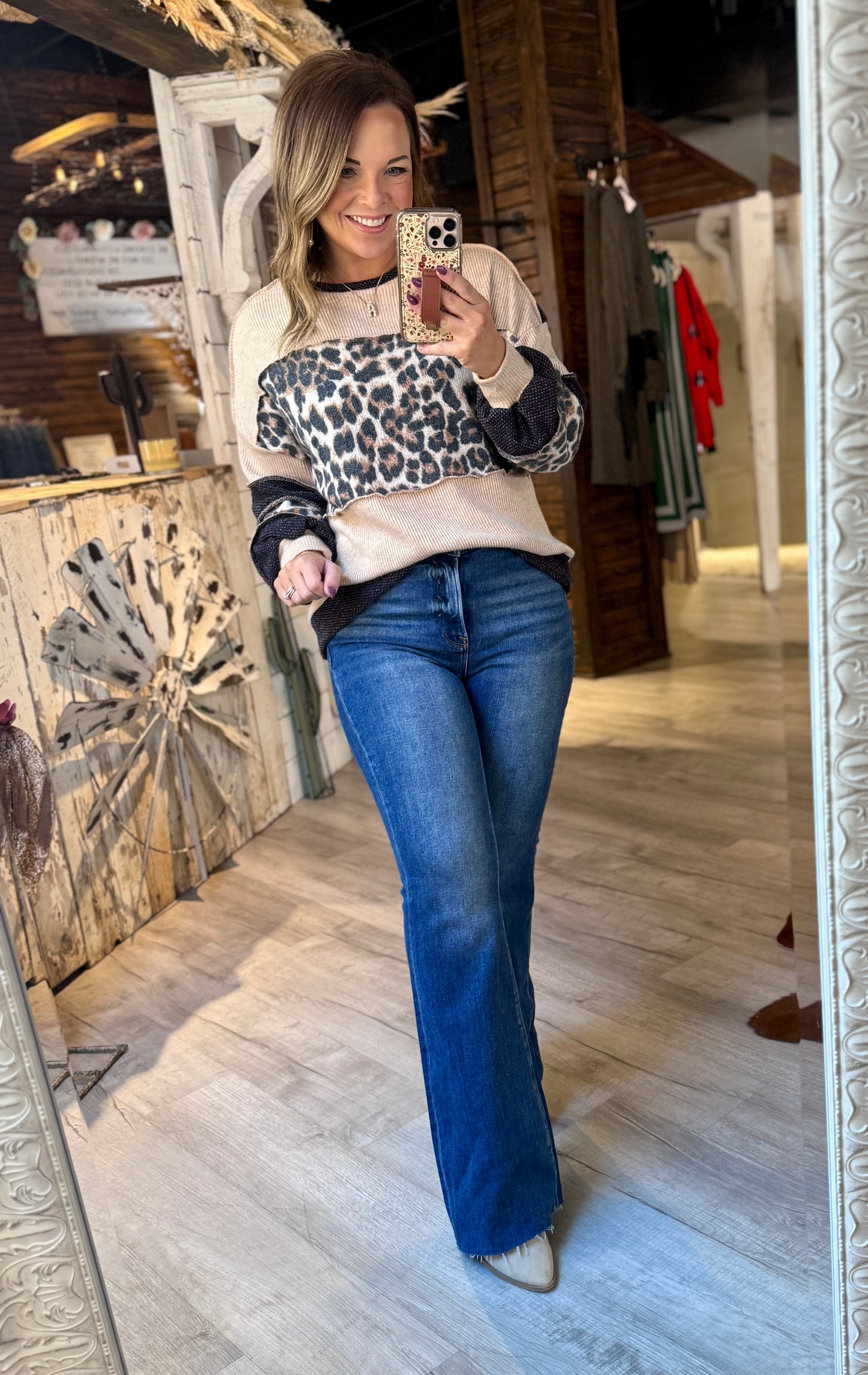 Leopard Print Long Sleeve Top