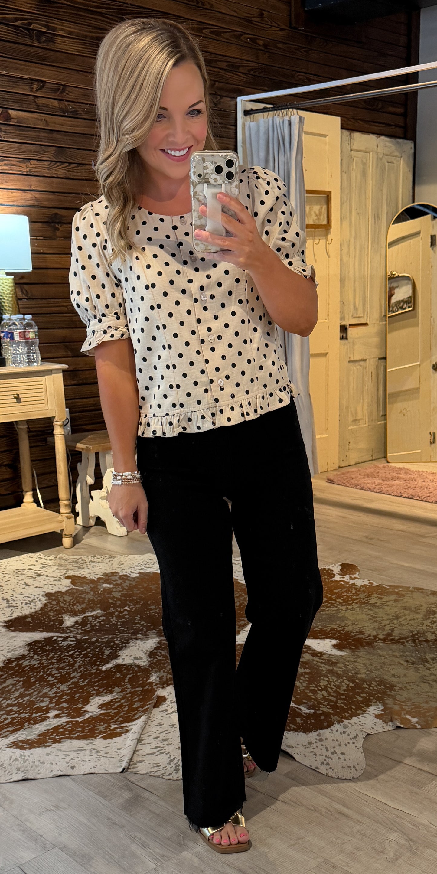 Ivory Polka Dot Dressy Top