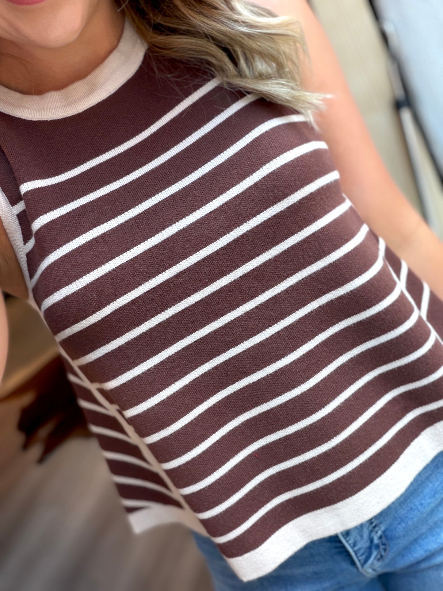 Brown/Tan Striped Top