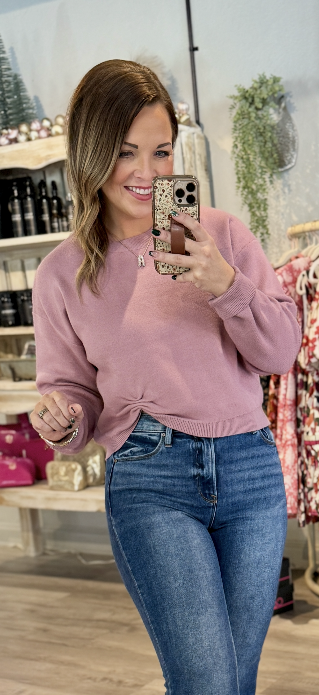 Mauve Bow Scrunch Detail