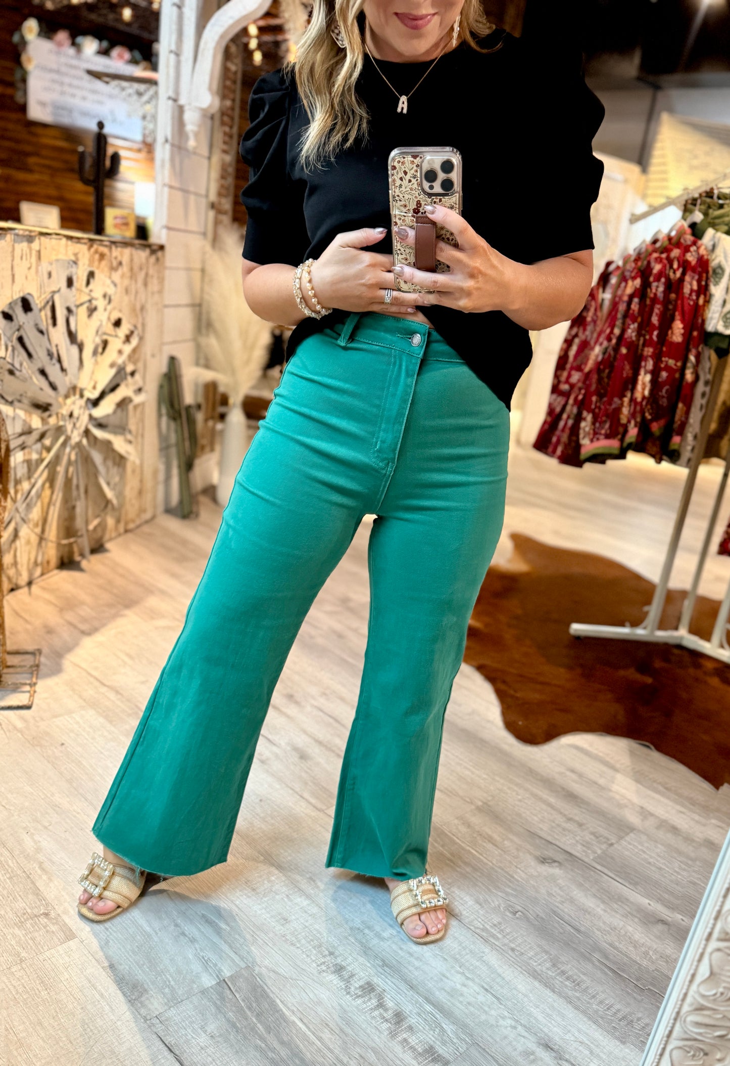 Emerald Raw Hem Denim