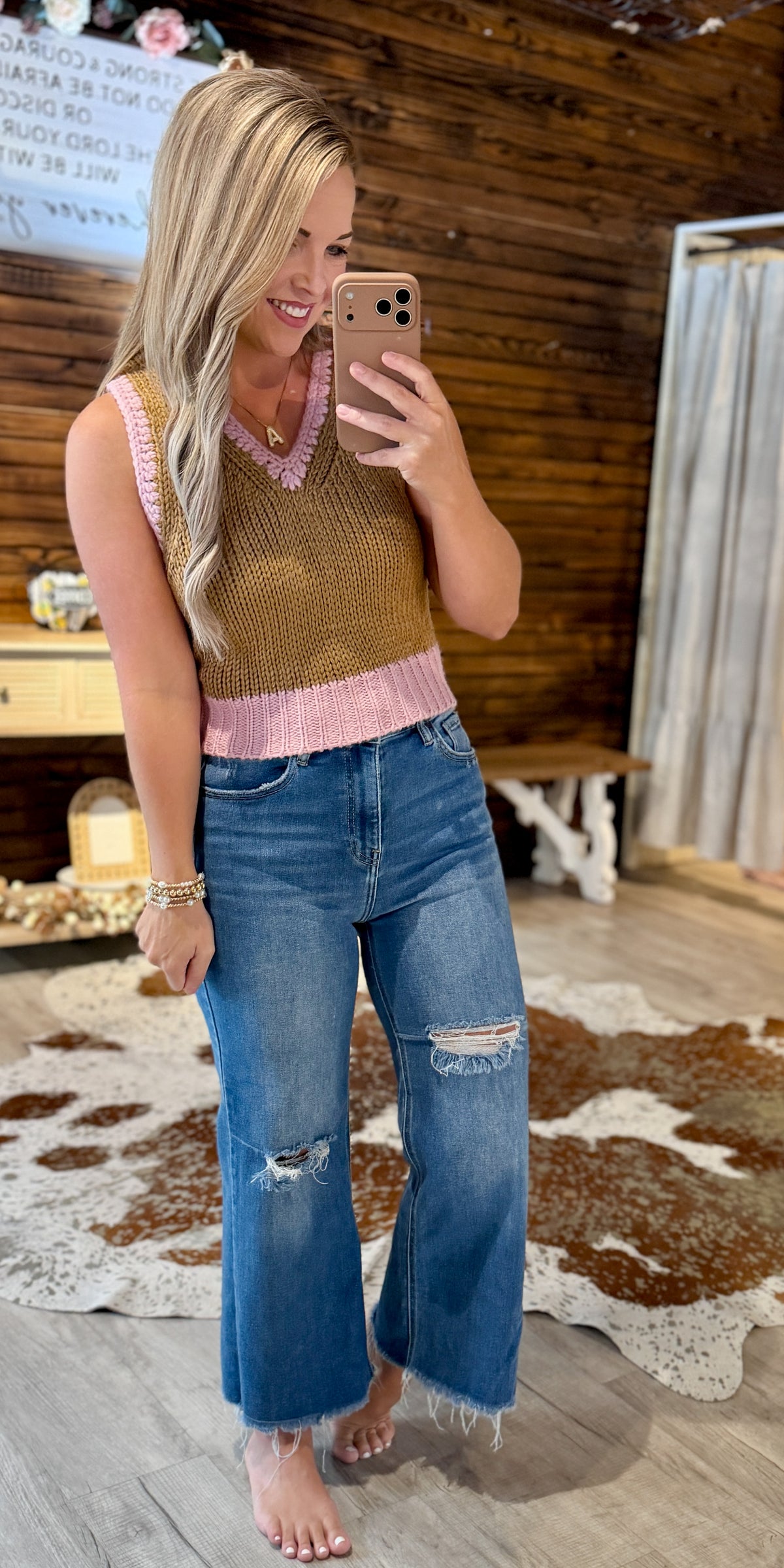 Rosewood Latte Sleeveless Sweater