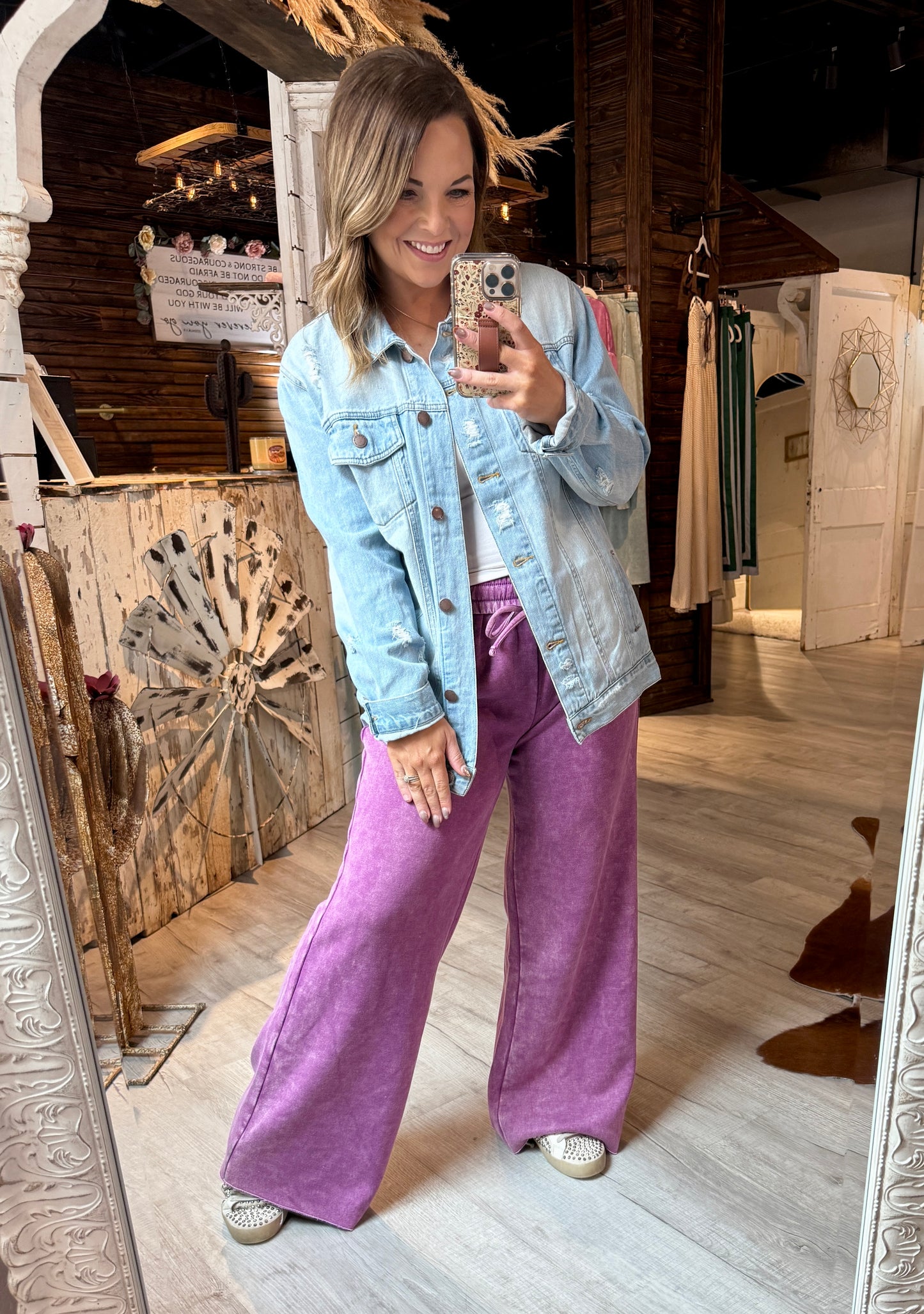 Loose Fit Distressed Denim Jacket