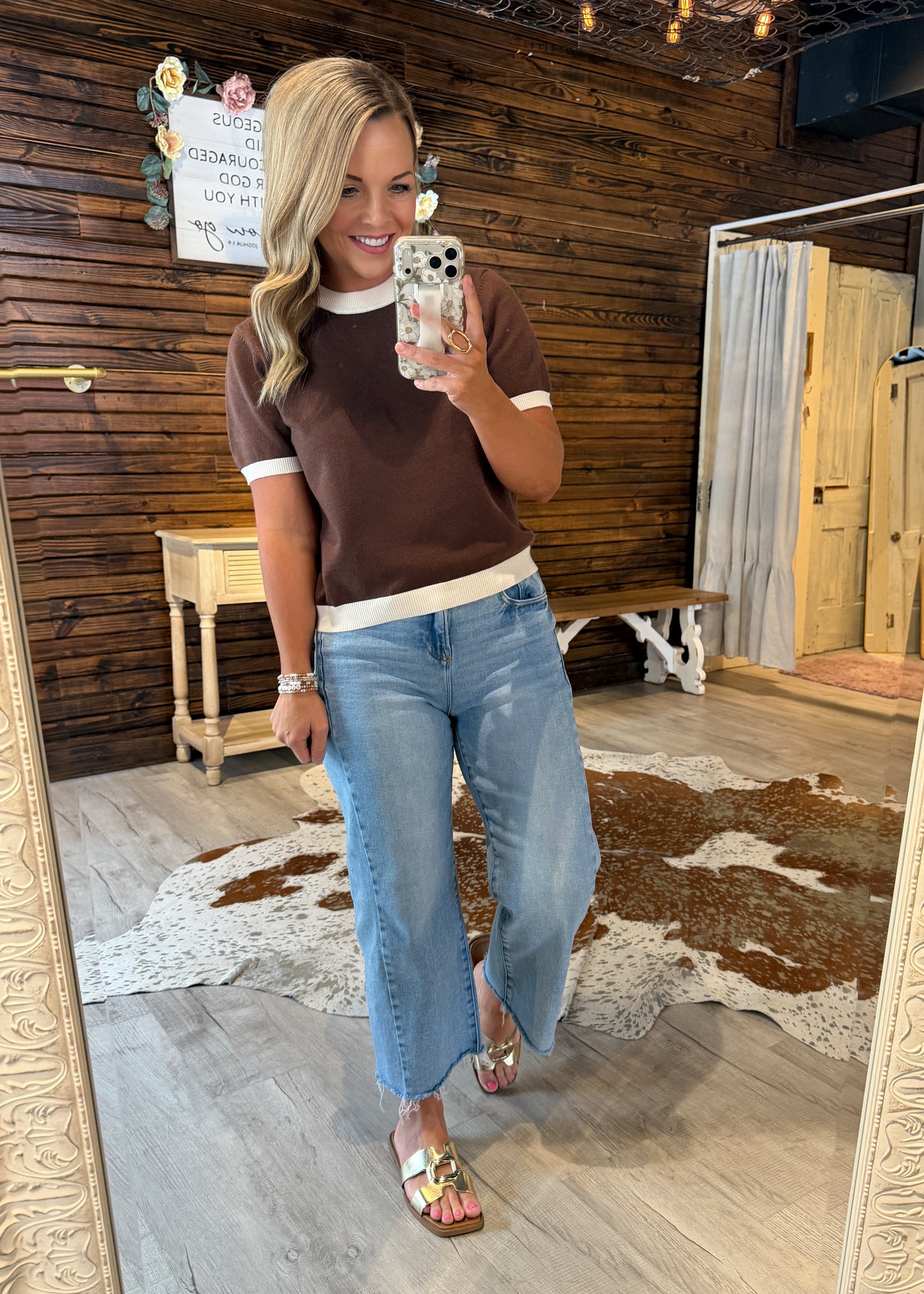 Brown/Cream Sweater Top