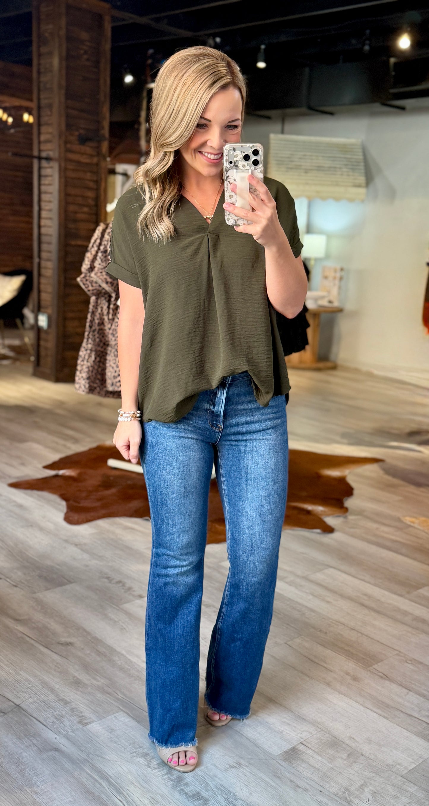Olive Collared Dressy Top