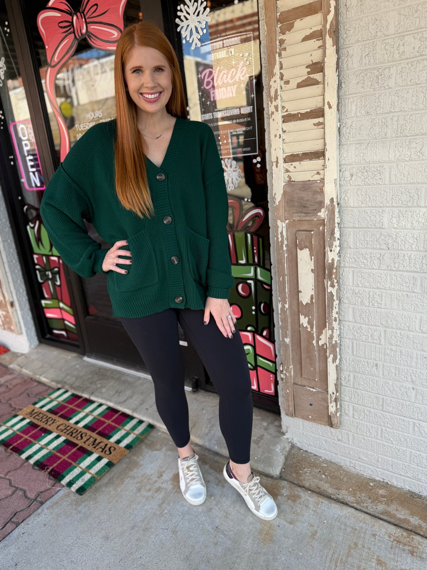 Dark Green Buttoned Cardigan