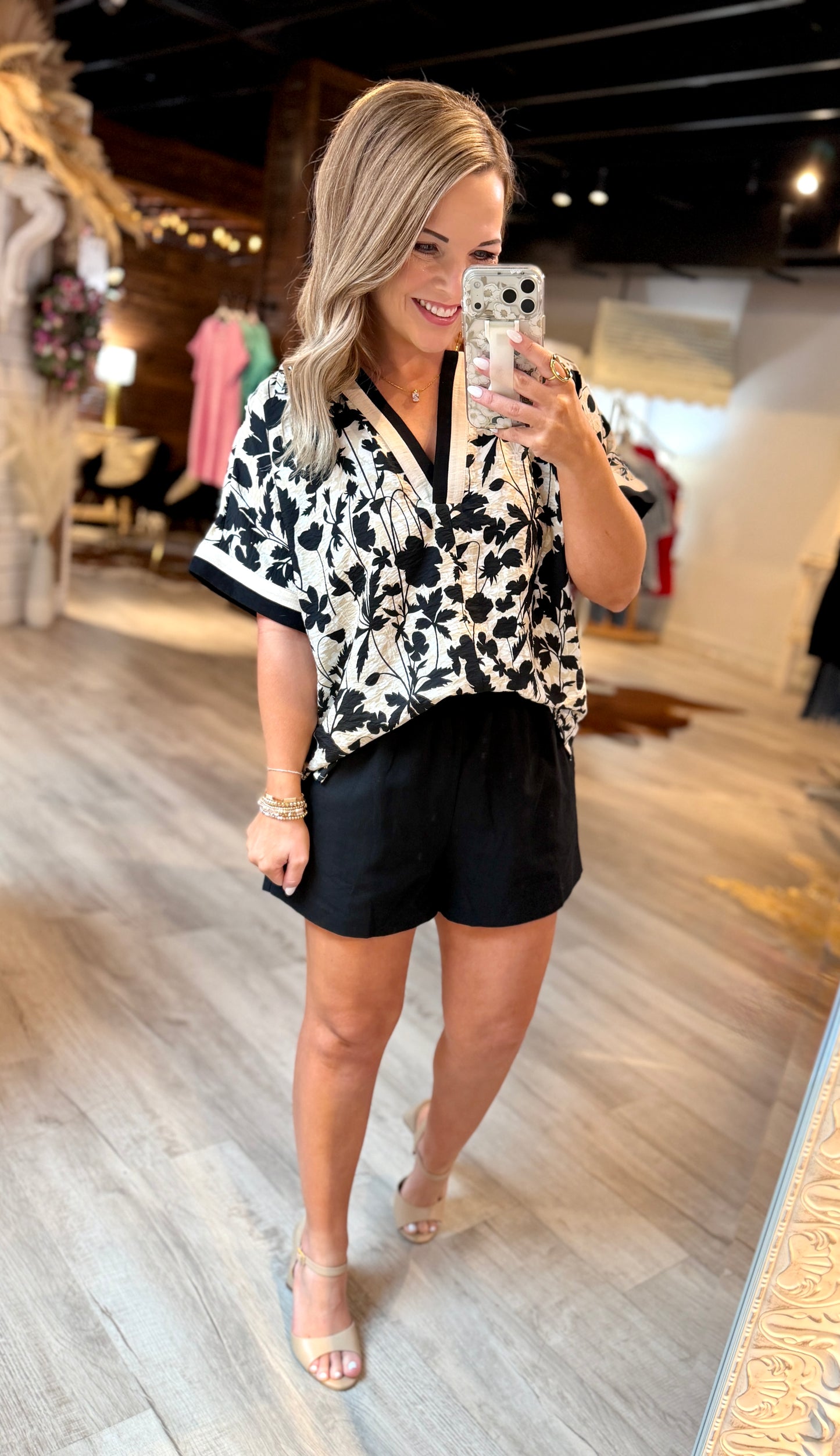 Black Linen Pocket Shorts