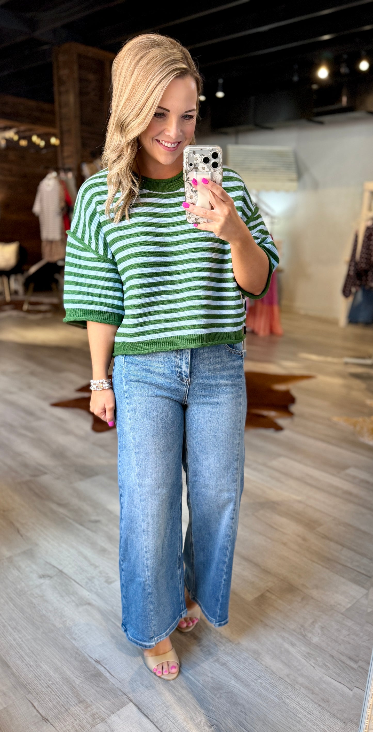 Green/Blue Knit Top