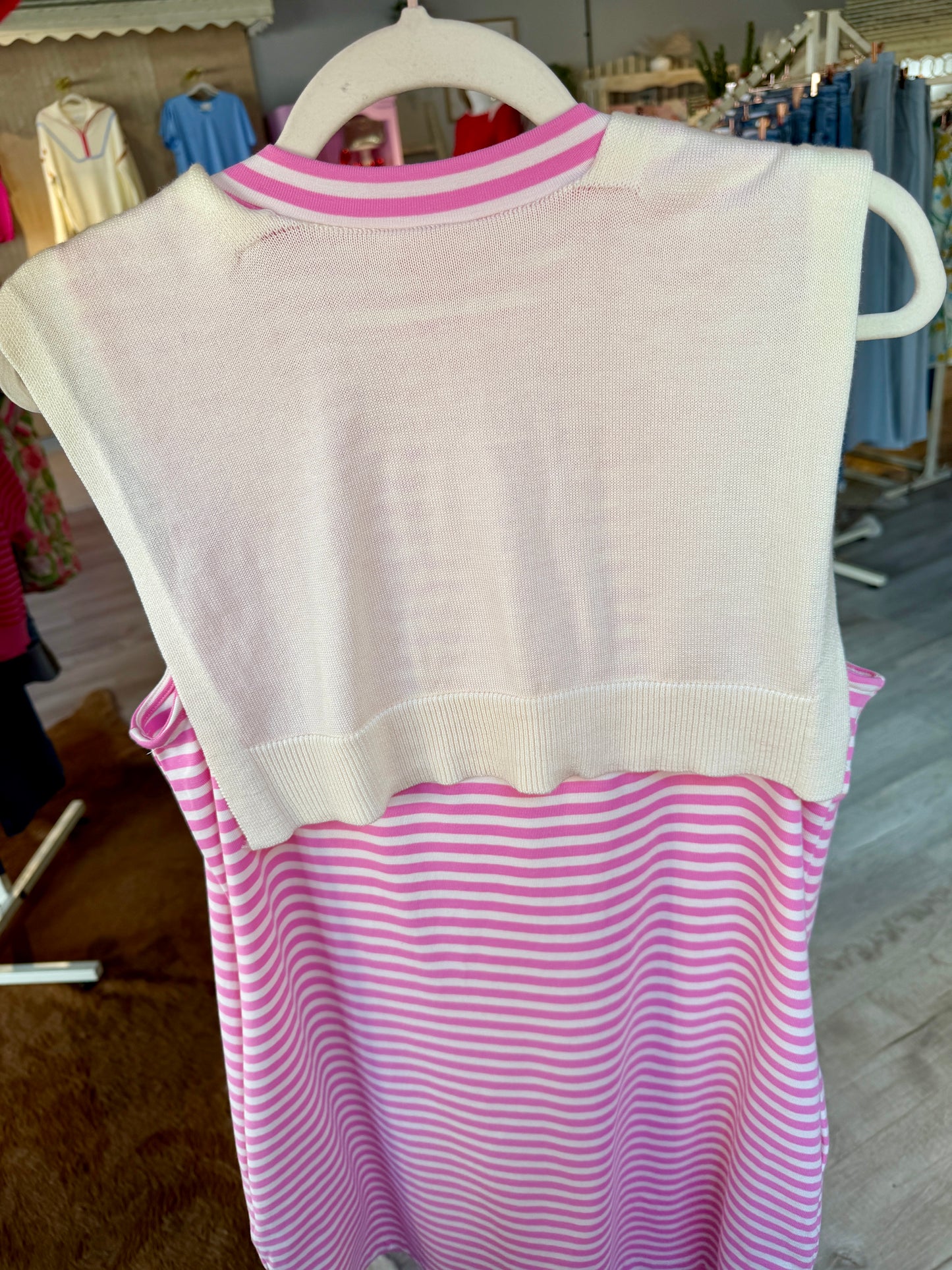 Preppy Sweater-Tie Striped Dress