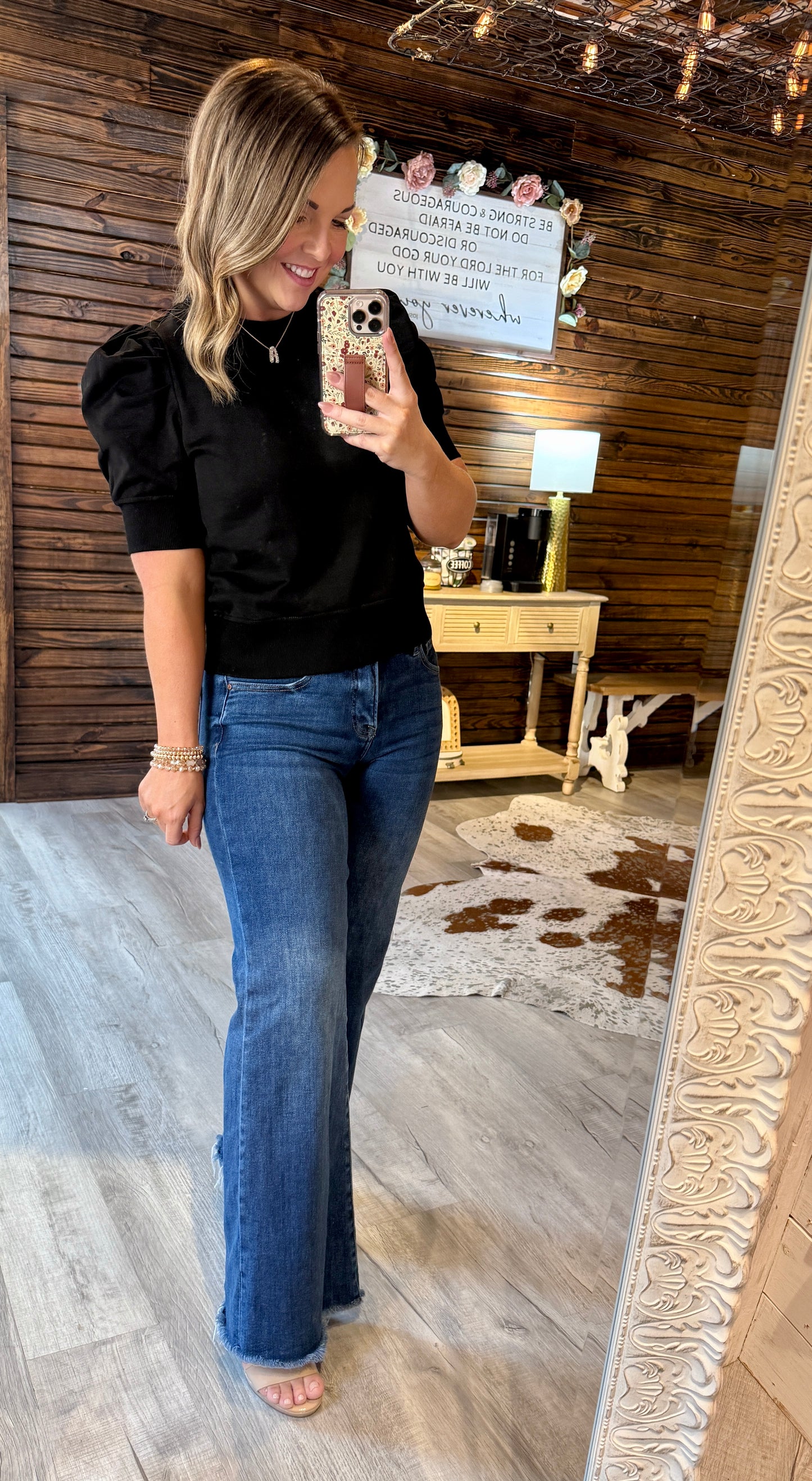 Black Puff Sleeve Top