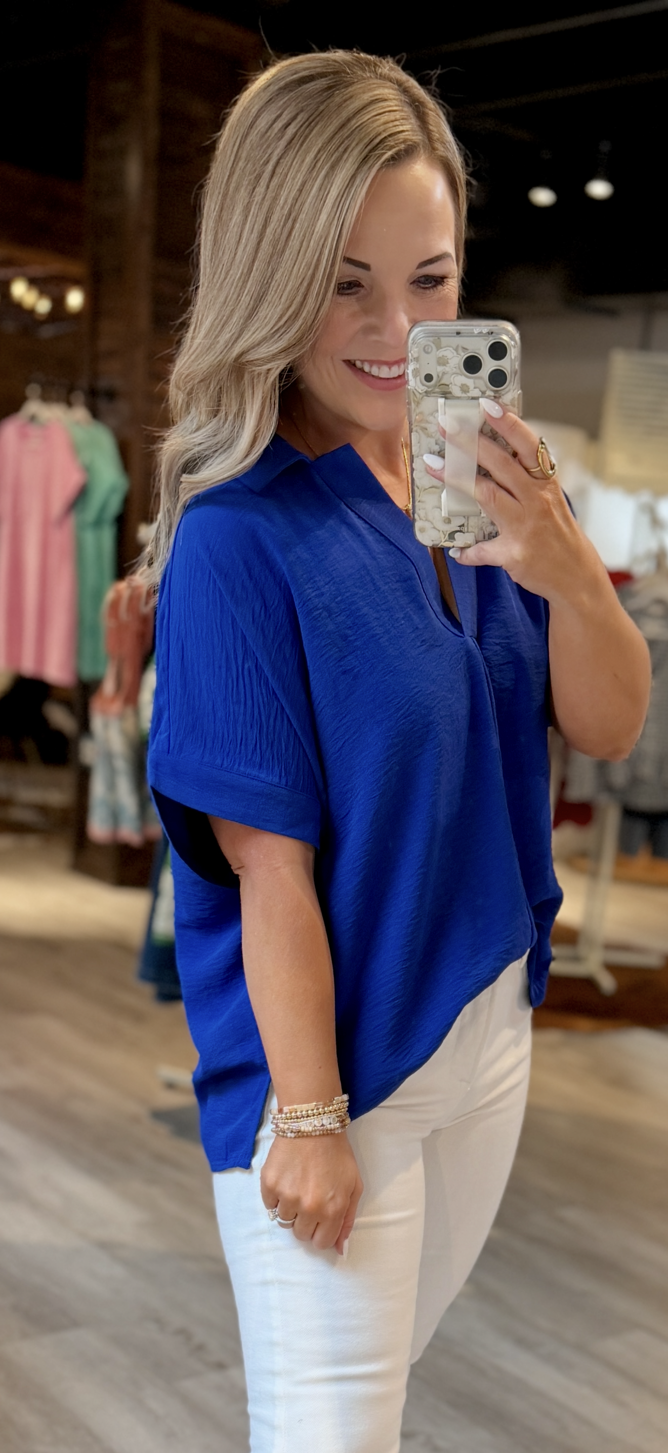 Royal Blue Dressy Collared Top
