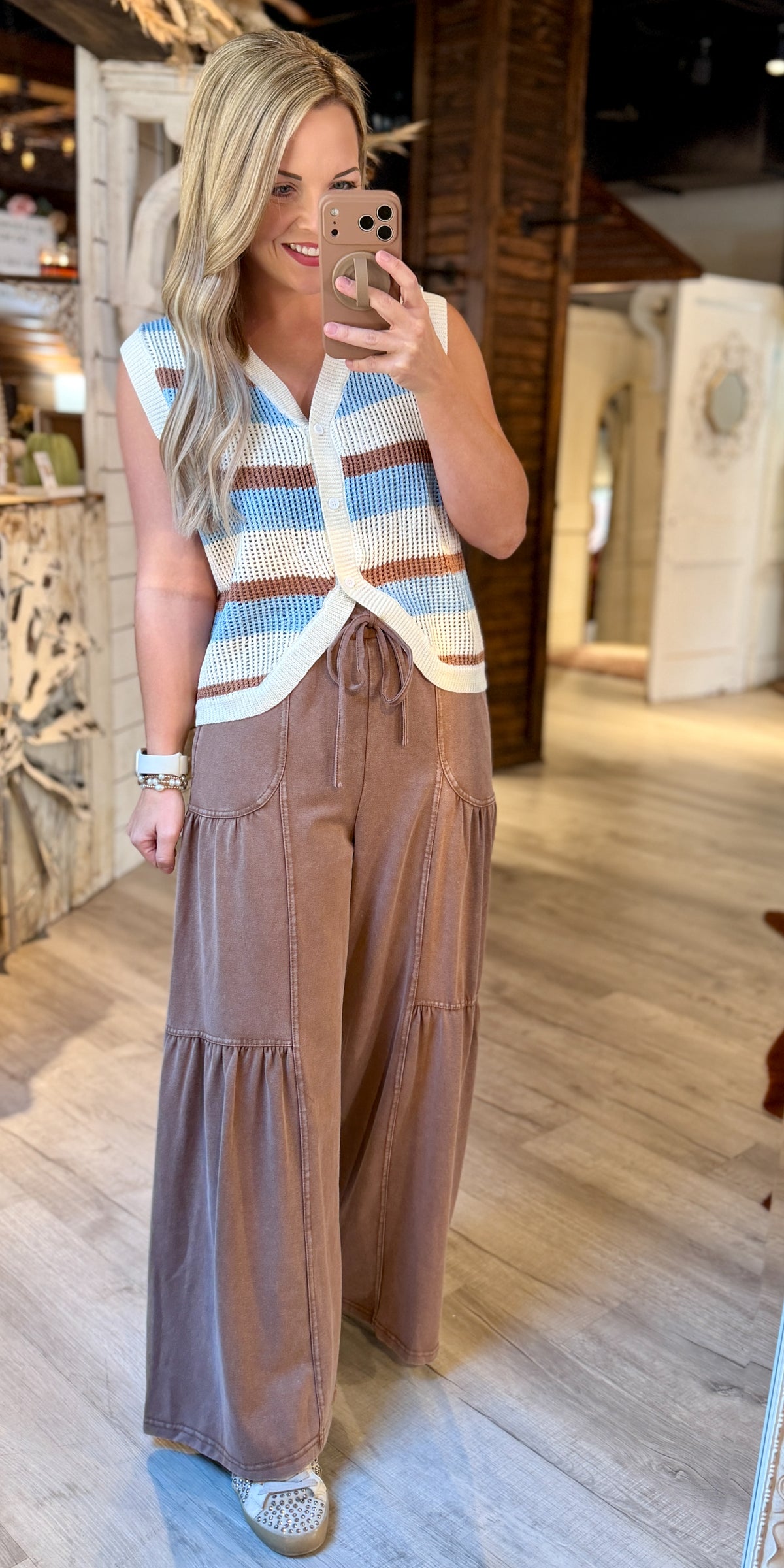 Mocha Washed Tiered Pants