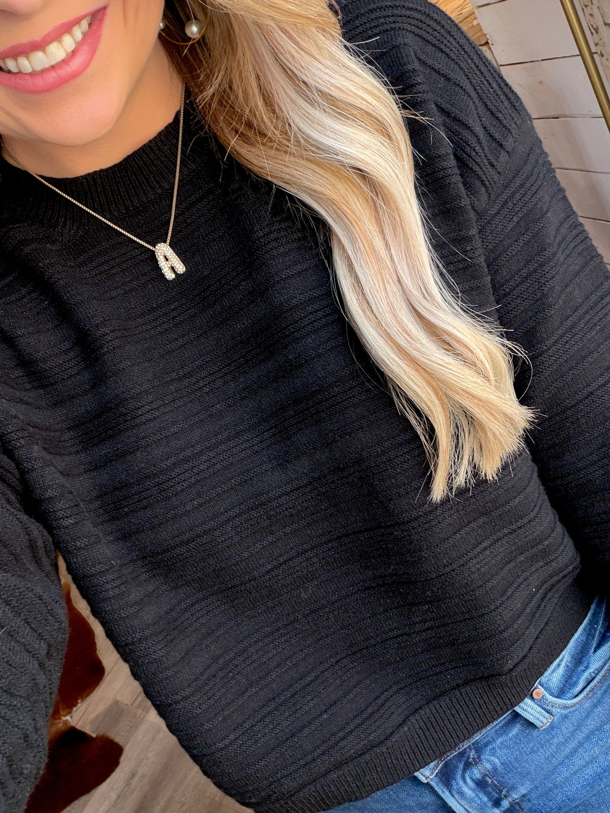Black Textured Sweater