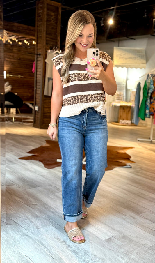 Brown/Leopard Sweater Top