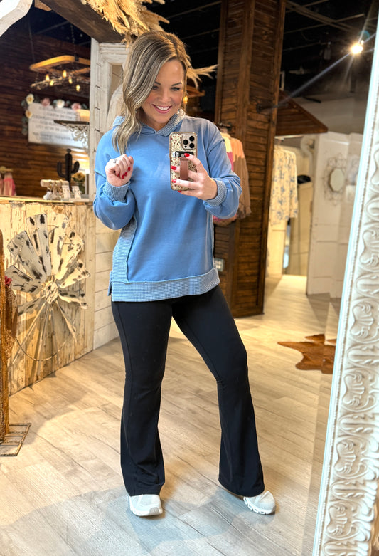 Blue Terry Waffle Hoodie