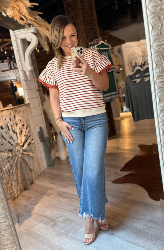 Terracotta/Ivory Detail Top