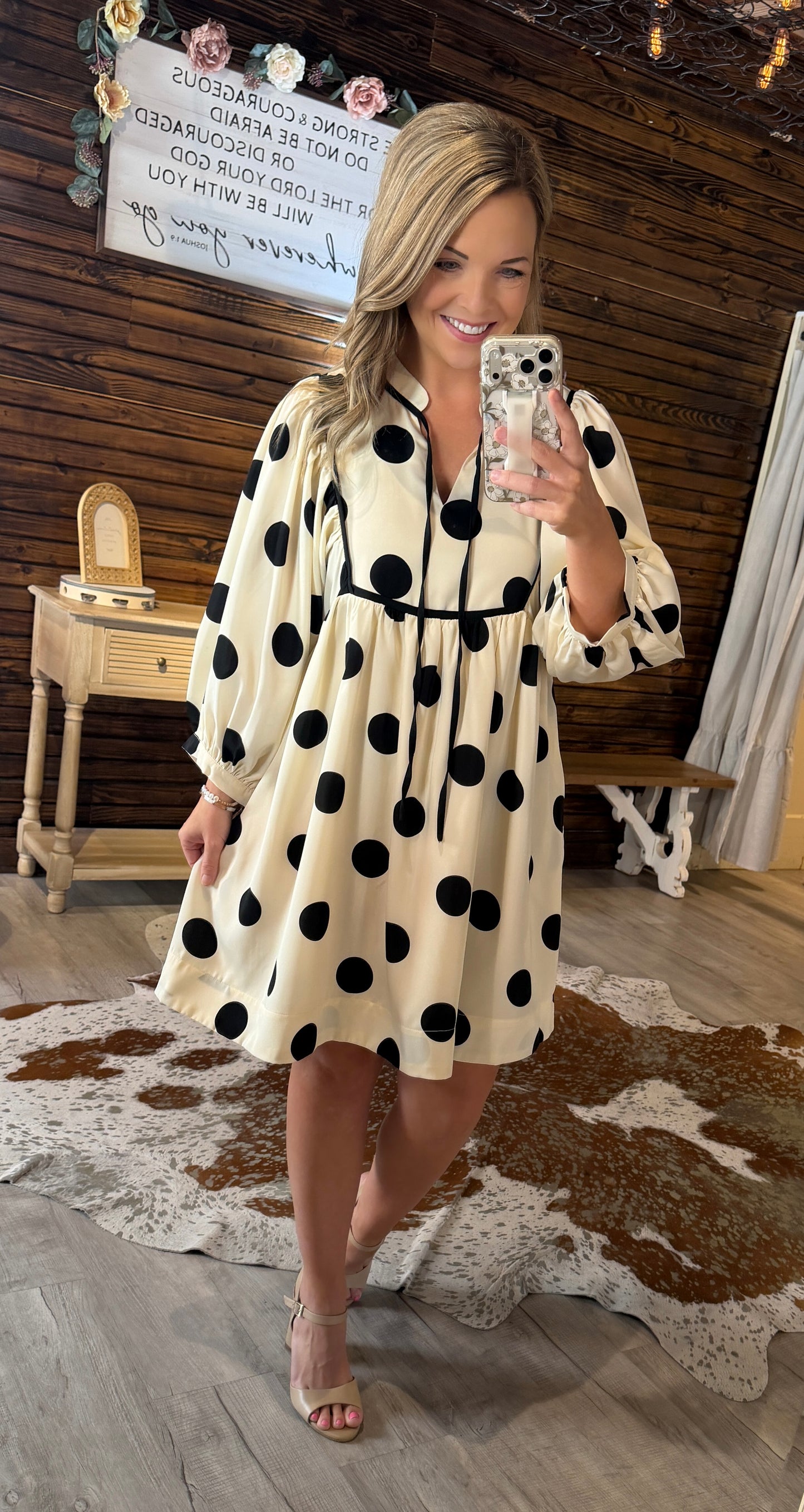 Ivory Black Polka Dot Dress