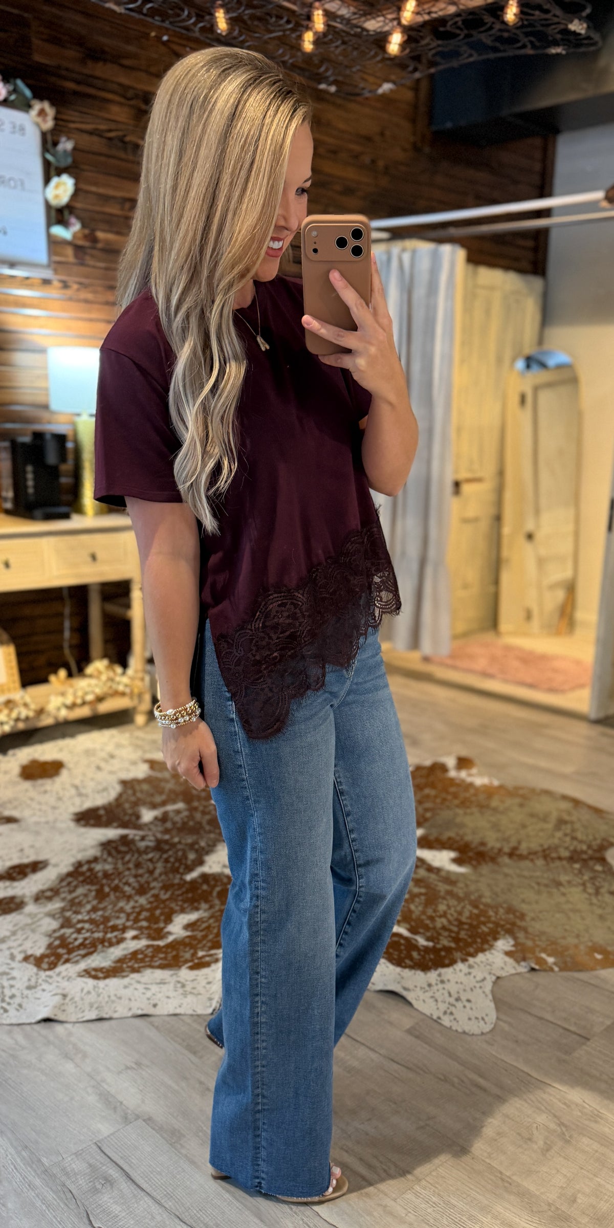 Plum Lace Trim Top