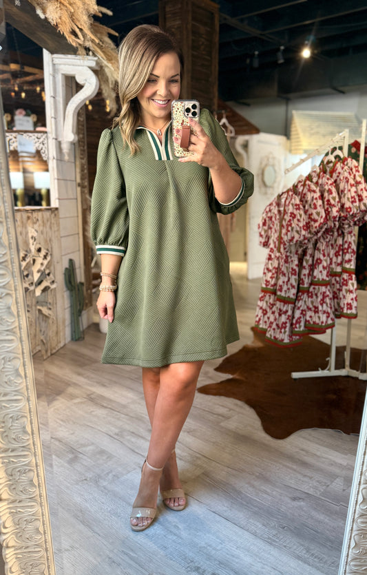 Olive Quilted Dress