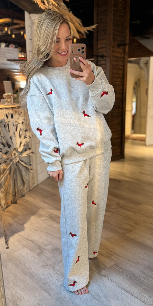 Christmas Weenie Dog Embroidered Set