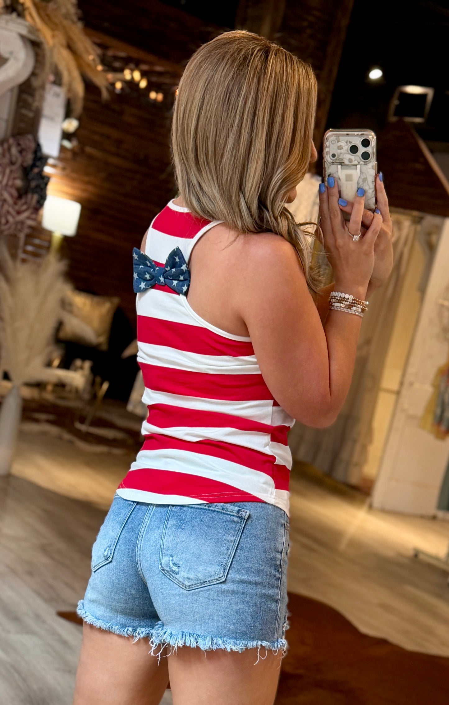 USA Stripe Bow Back Tank