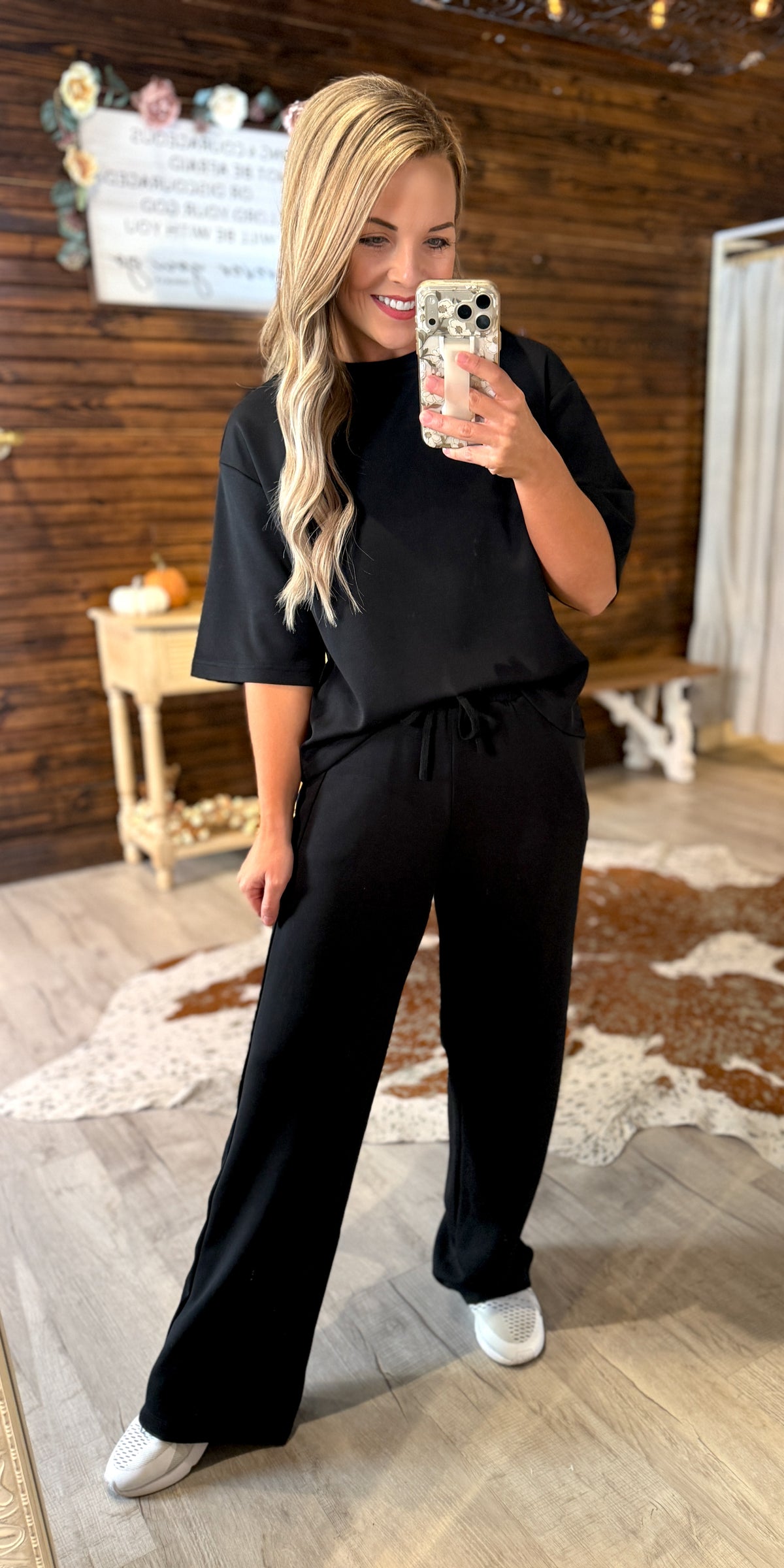 Black Scuba Pant Set