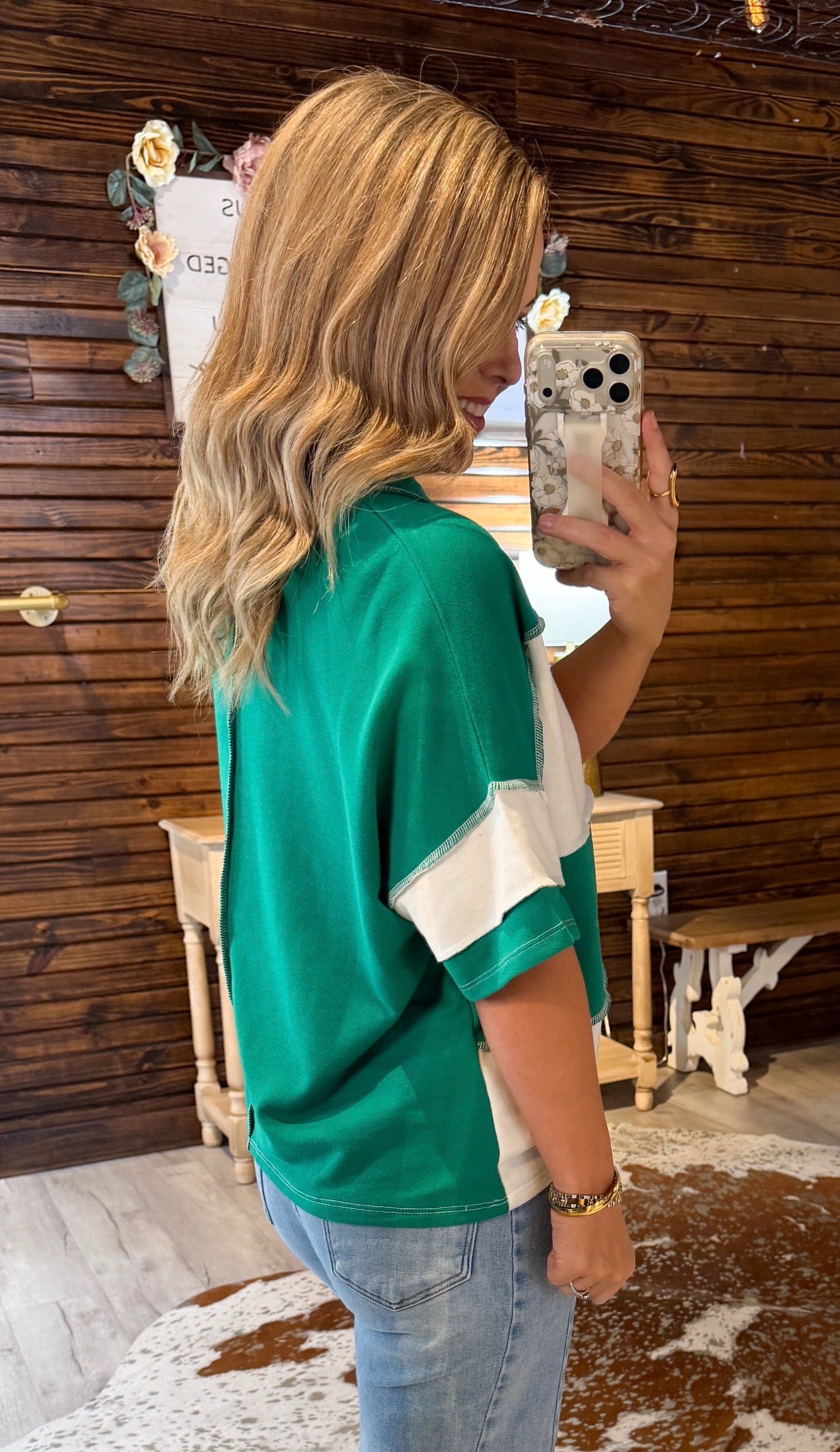 Kelly Green Striped Top