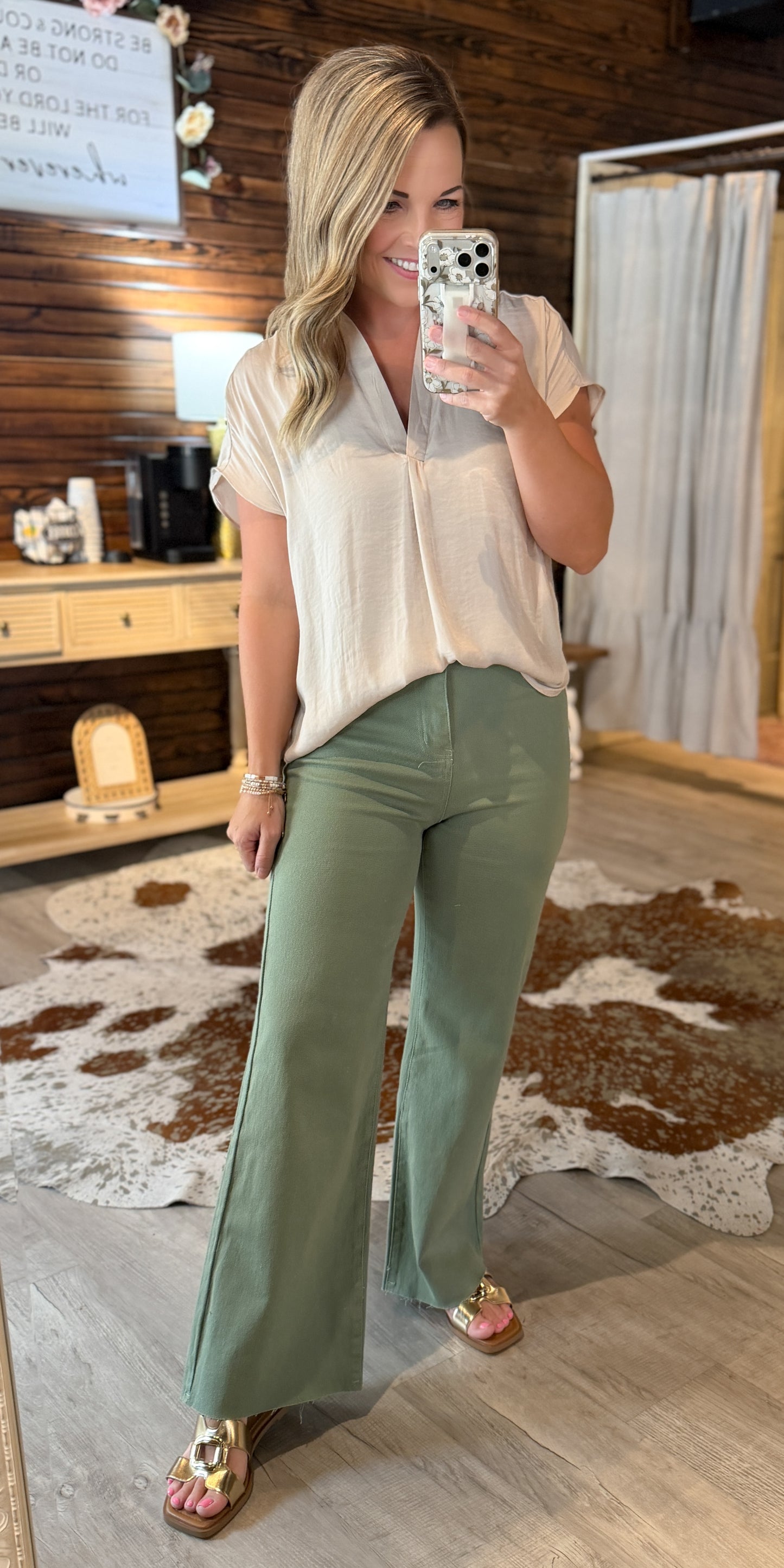 Sage Denim Dress Pants