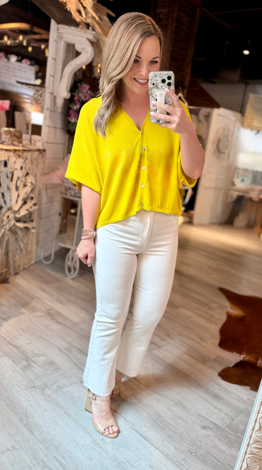 Yellow Button Dressy Top