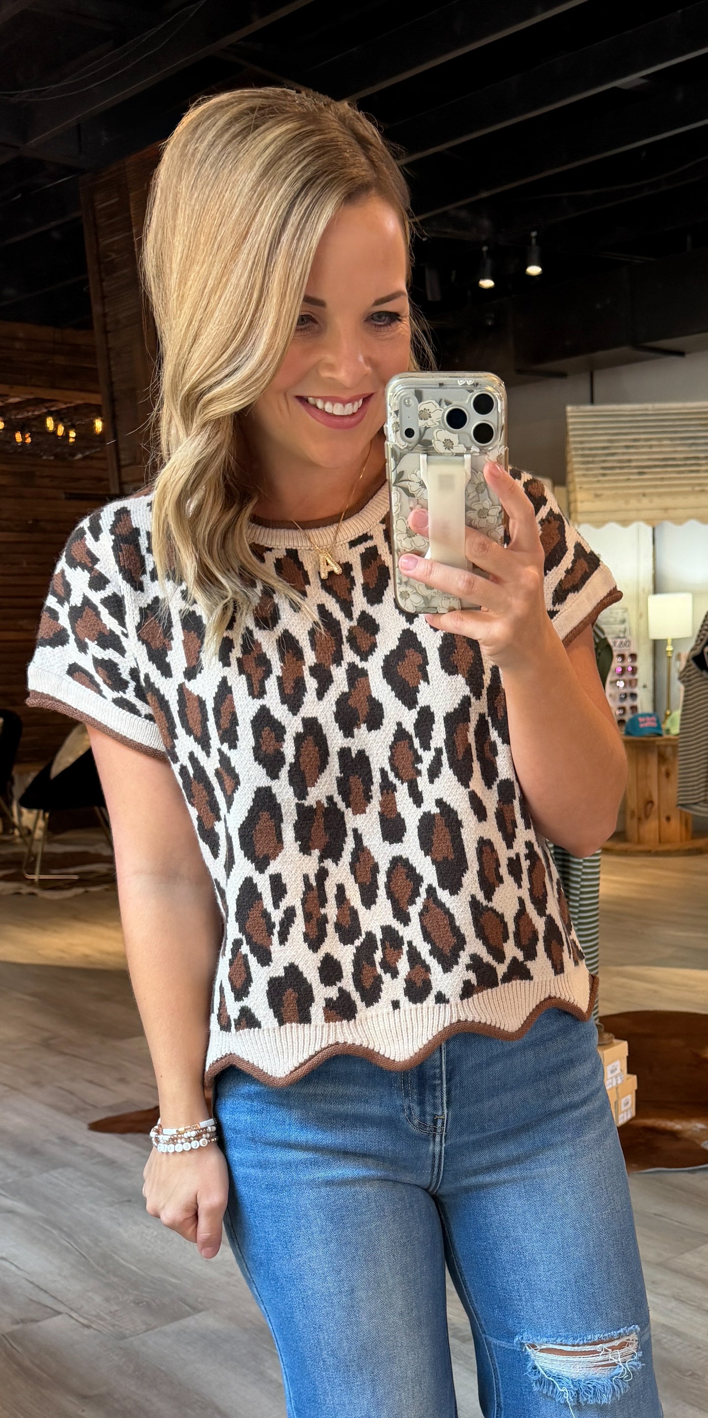 Leopard Stone Knit Sweater
