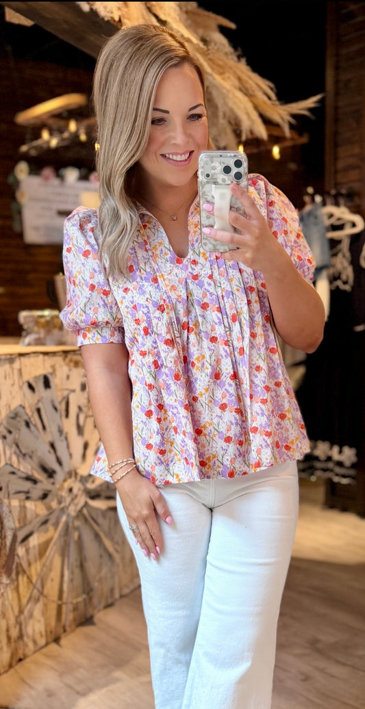 Lavender Floral Dressy Top