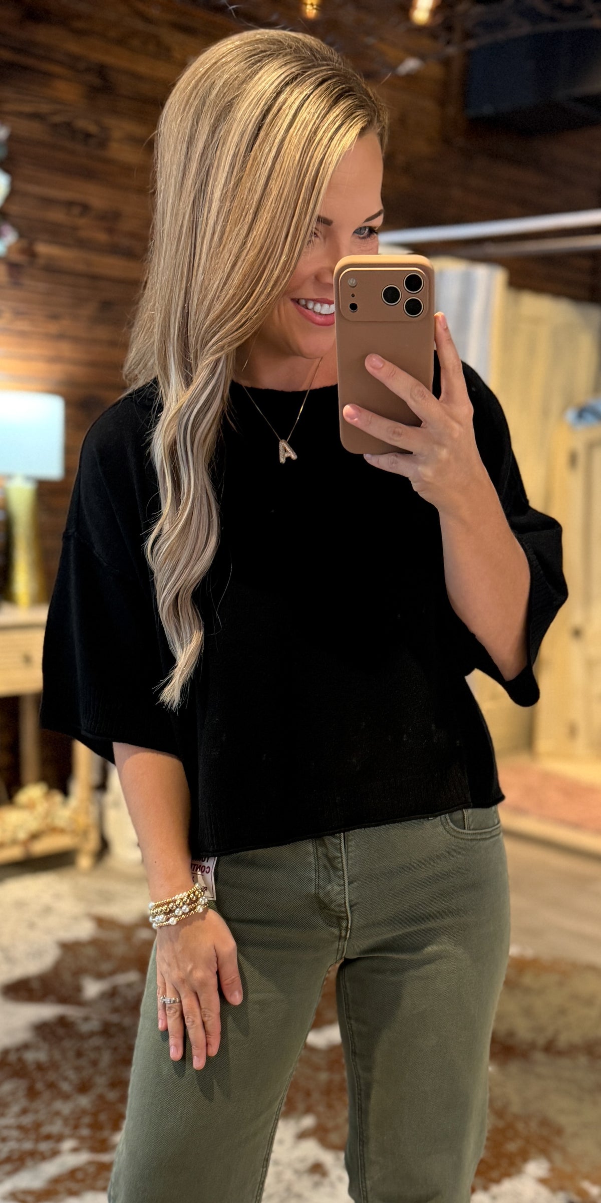 Black Short Sleeve Sweater
