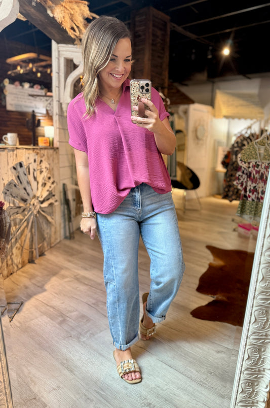 Mauve Pink Collared Top