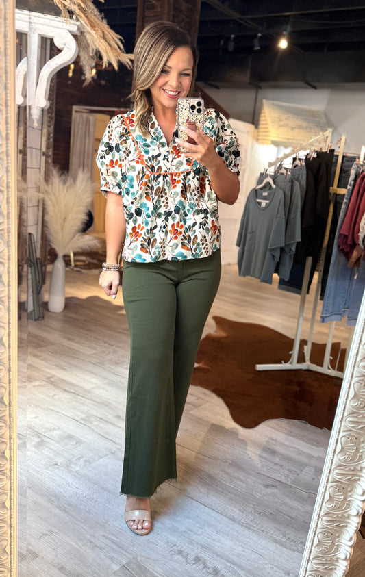 Teal/Rust Dressy Top