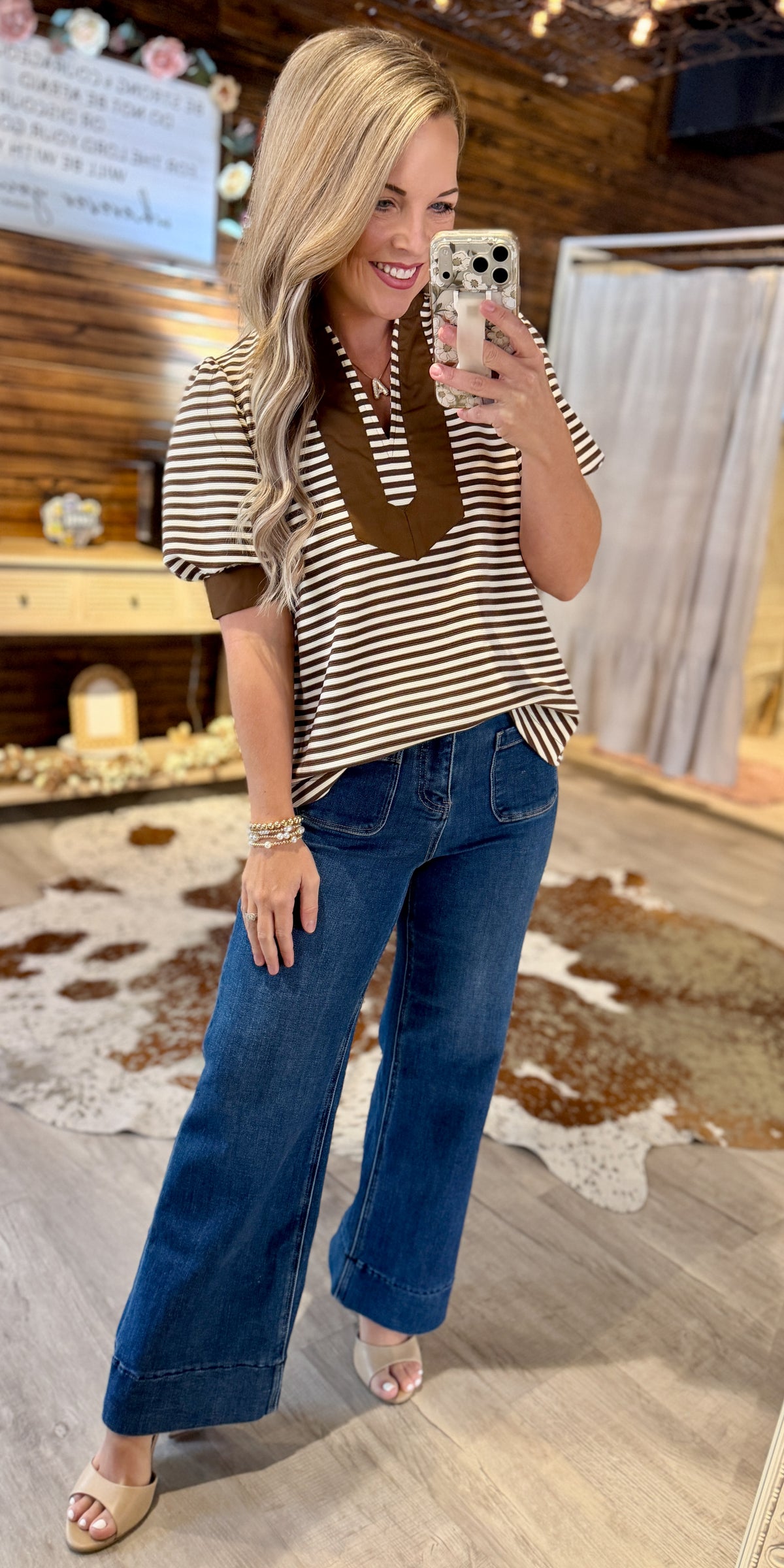 Chocolate Striped Dressy Top