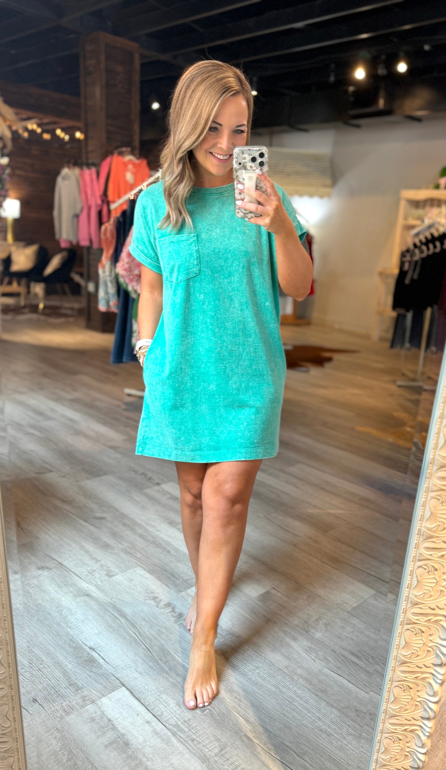 Green Halo Washed Tshirt Dress