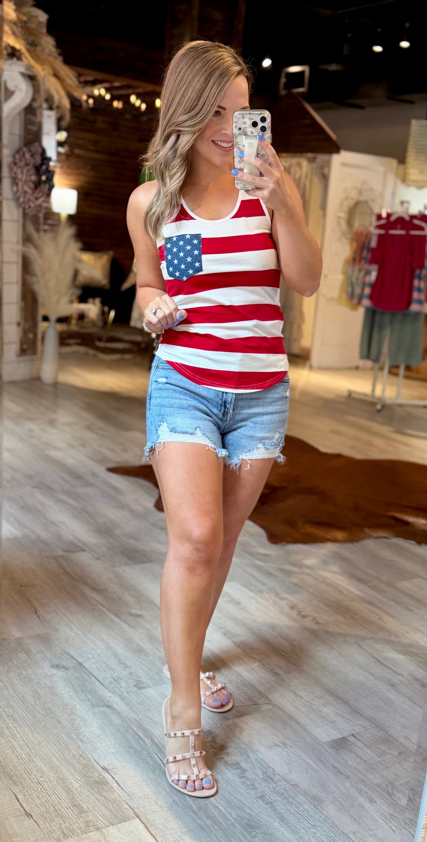 USA Stripe Bow Back Tank