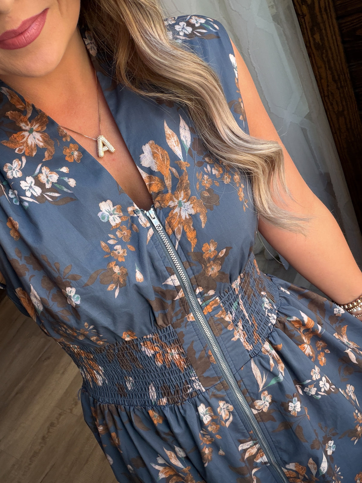 Dusty Blue Floral Dress